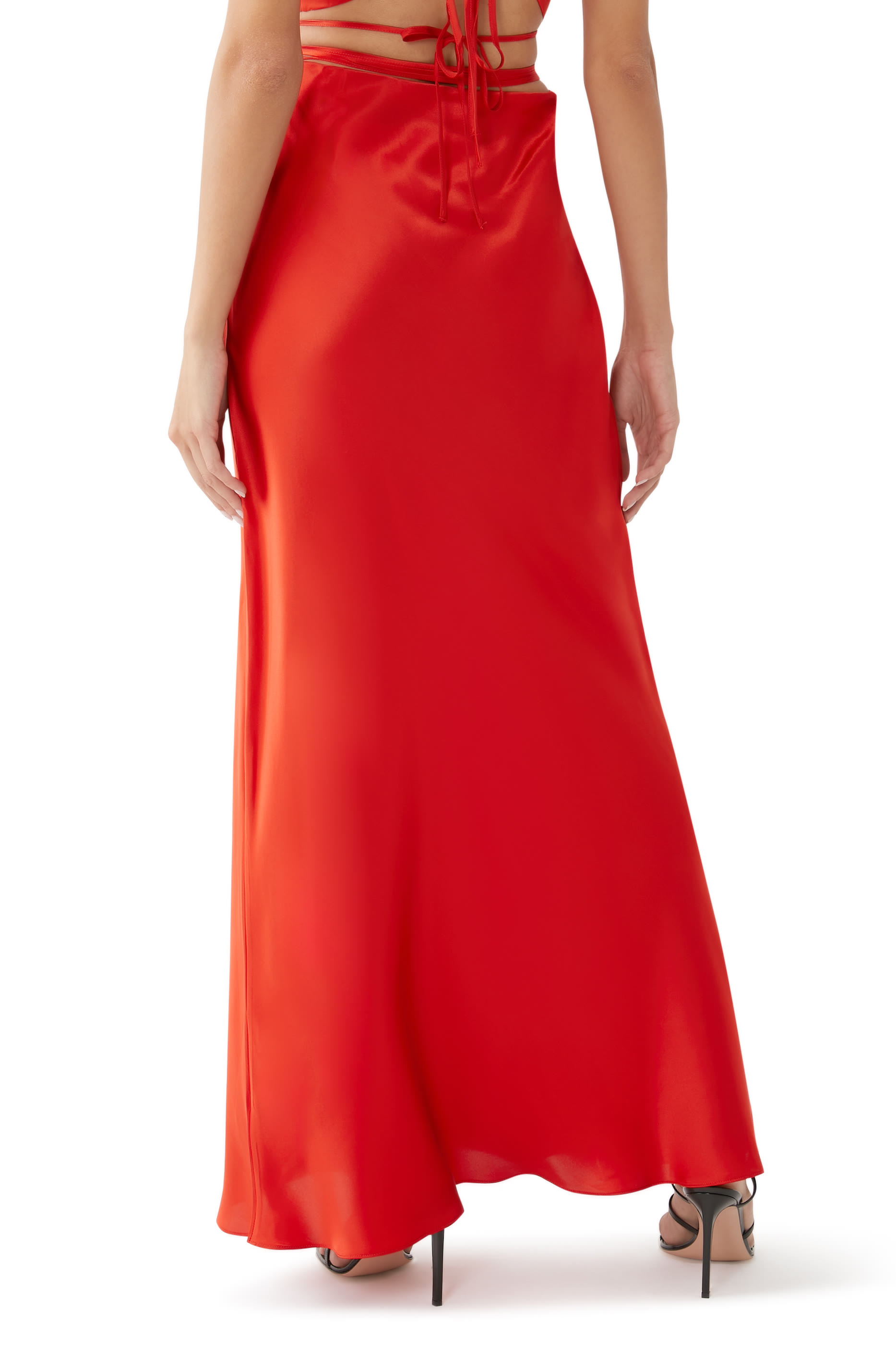 Milenna Silk Bias Tie Maxi Skirt