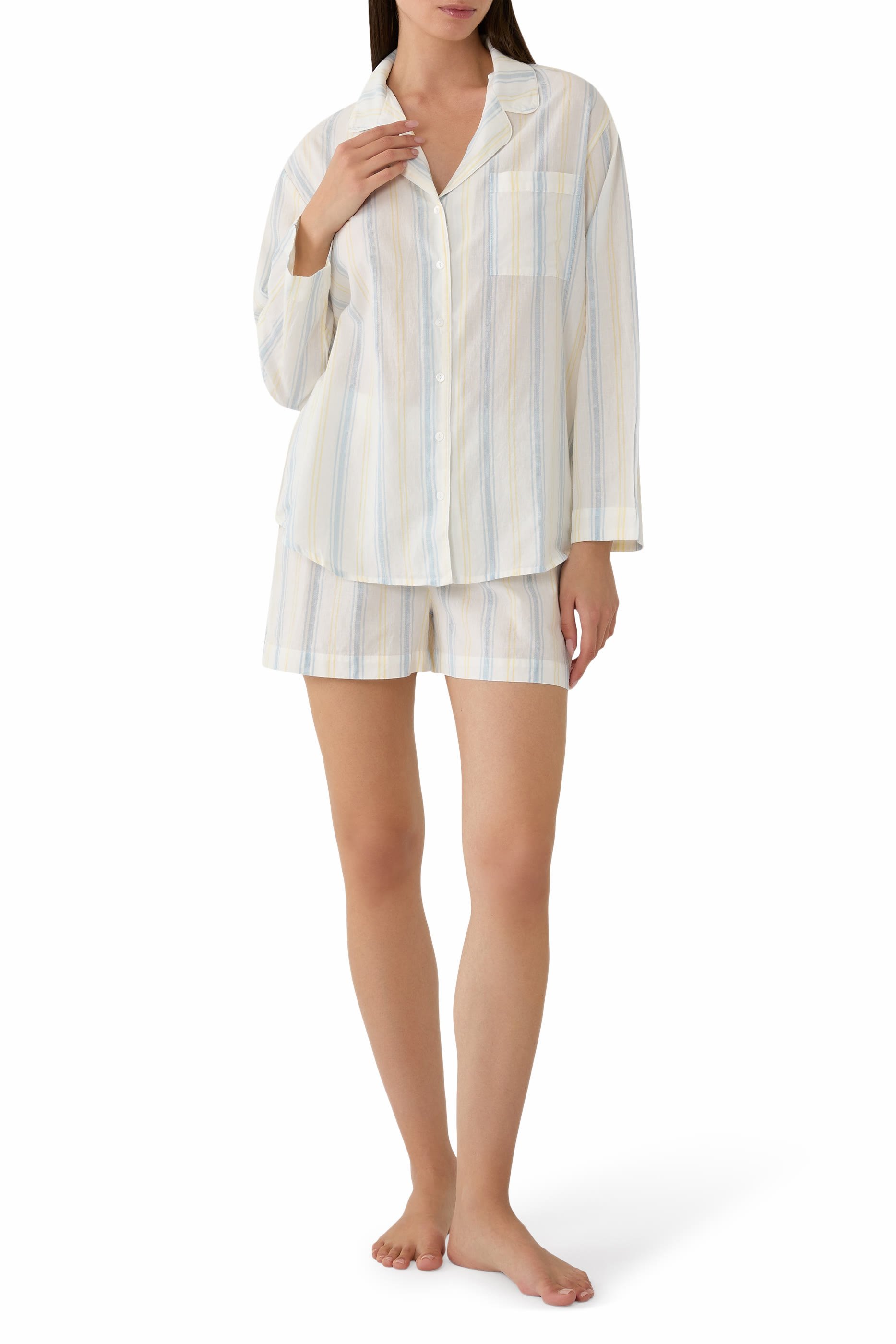  Organic Cotton Stripe Relaxed Pajama Shirt