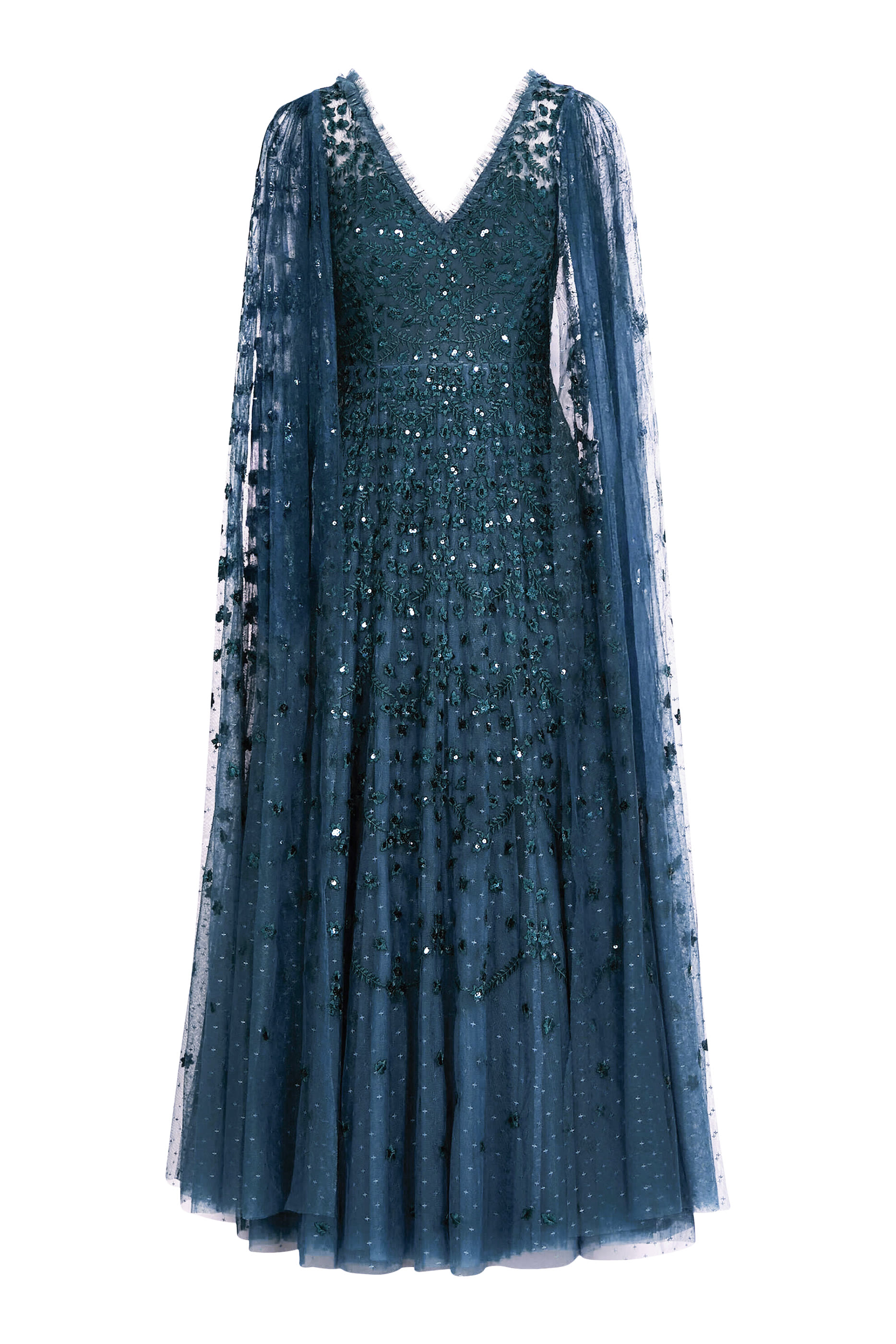 Clover Cape Sleeves Ankle Gown