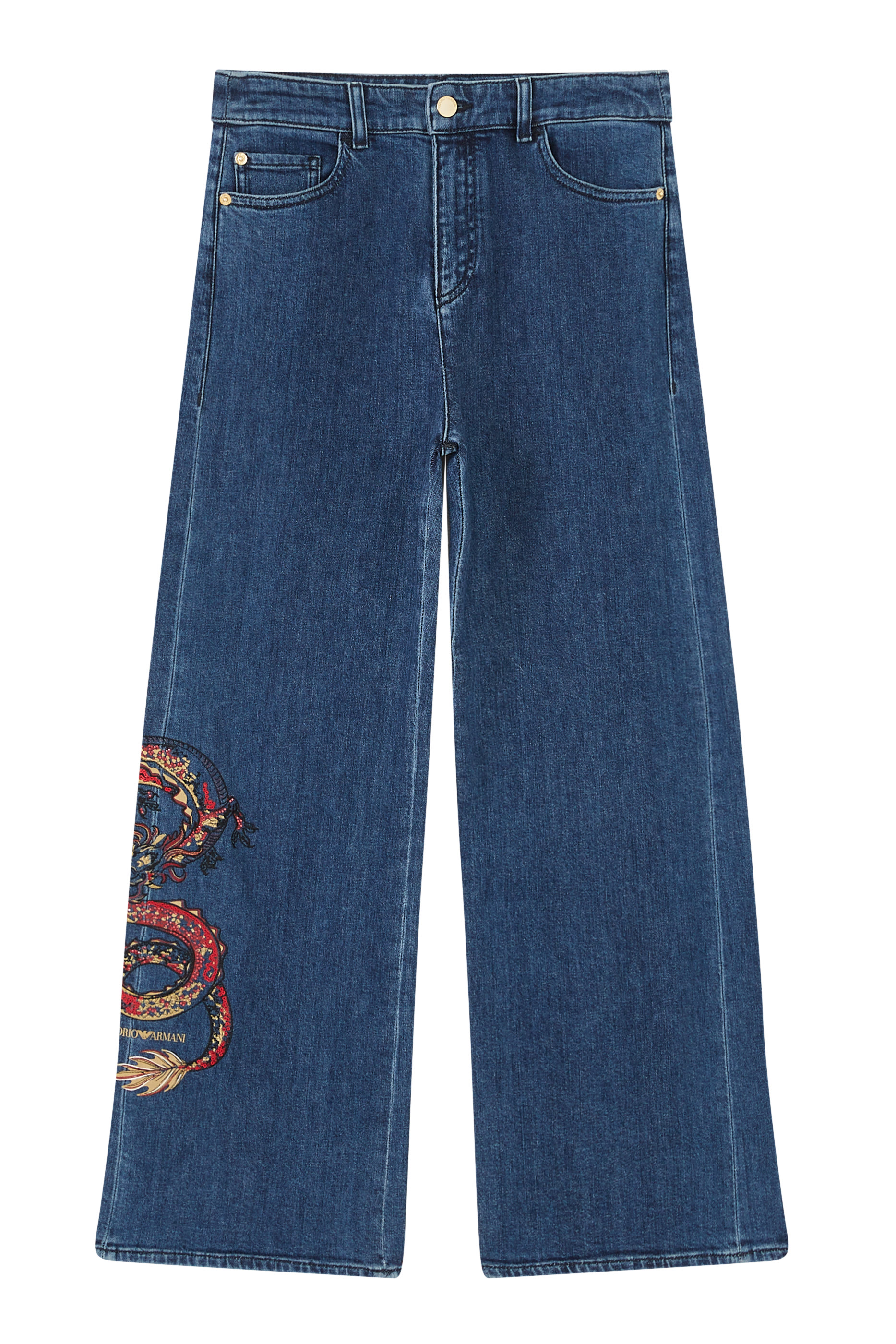 Wide-Leg Embroidered Jeans