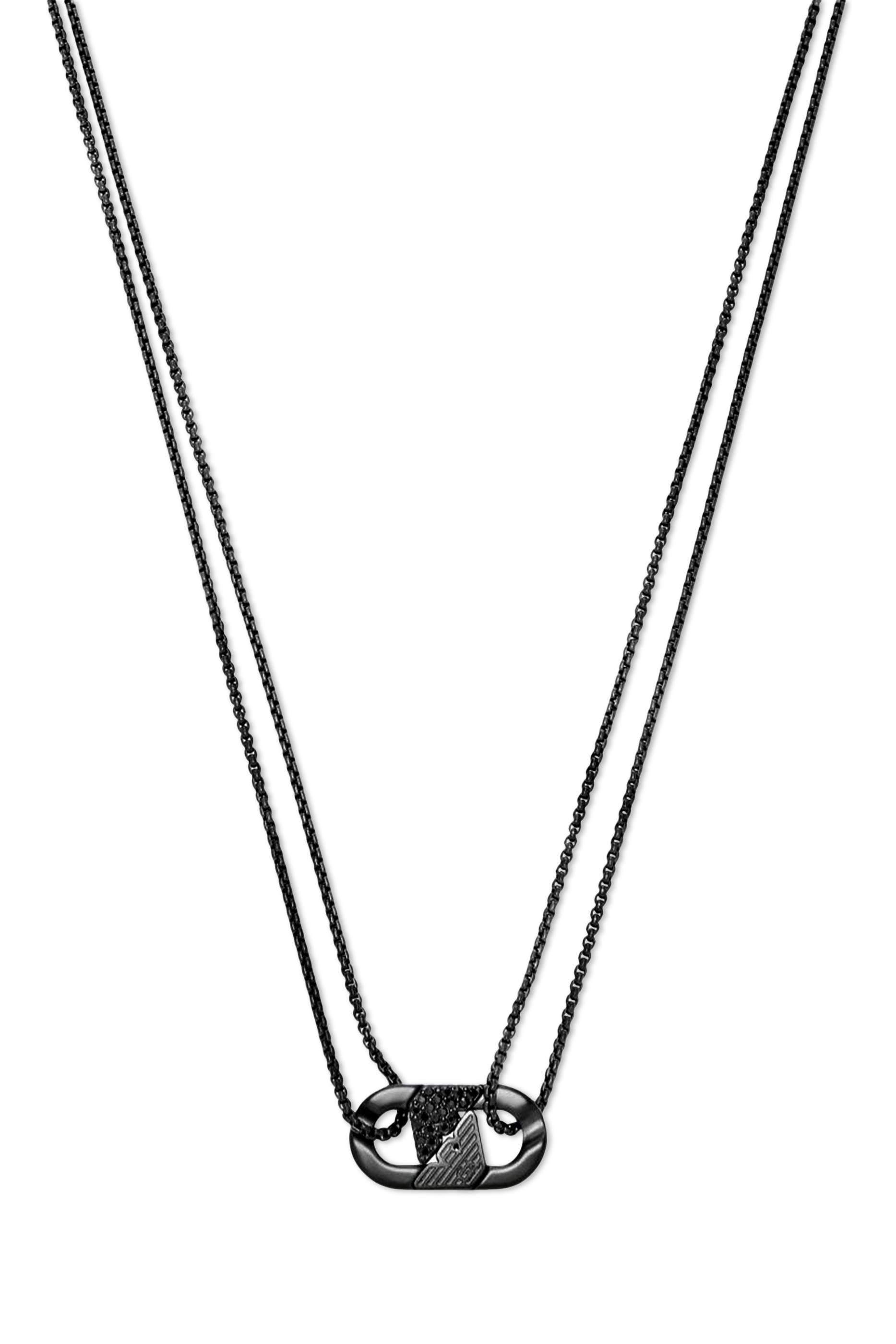 Eagle Interlock Necklace, Stainless Steel & Crystals