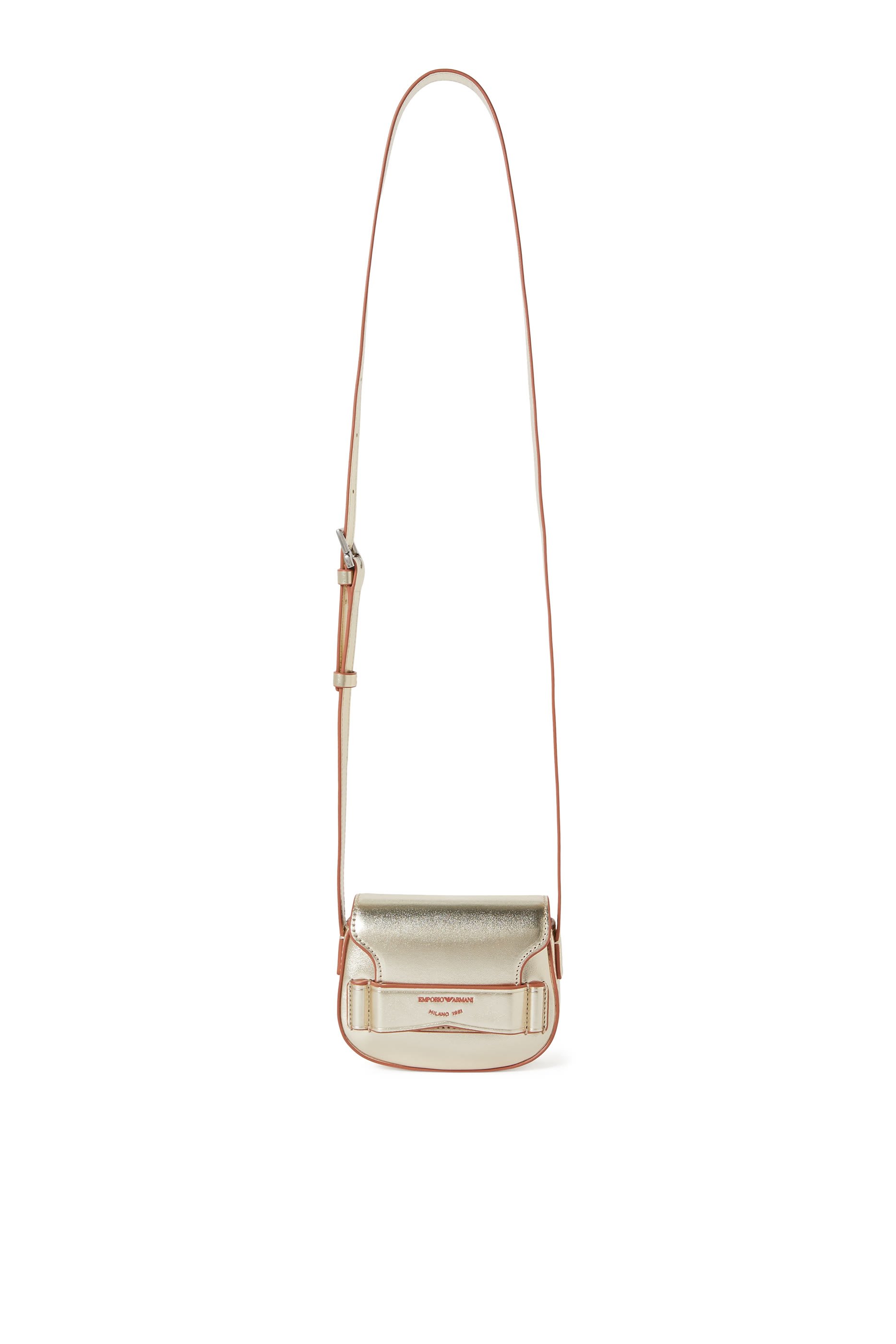 Kids Laminated Leather Logo Crossbody Bag 