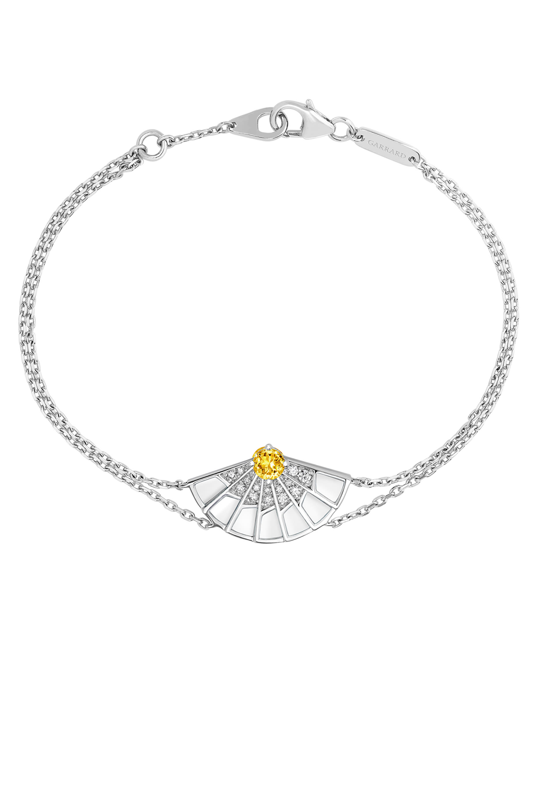 Fanfare Symphony Bracelet, 18K White Gold with Yellow Sapphire, Diamonds & Agate