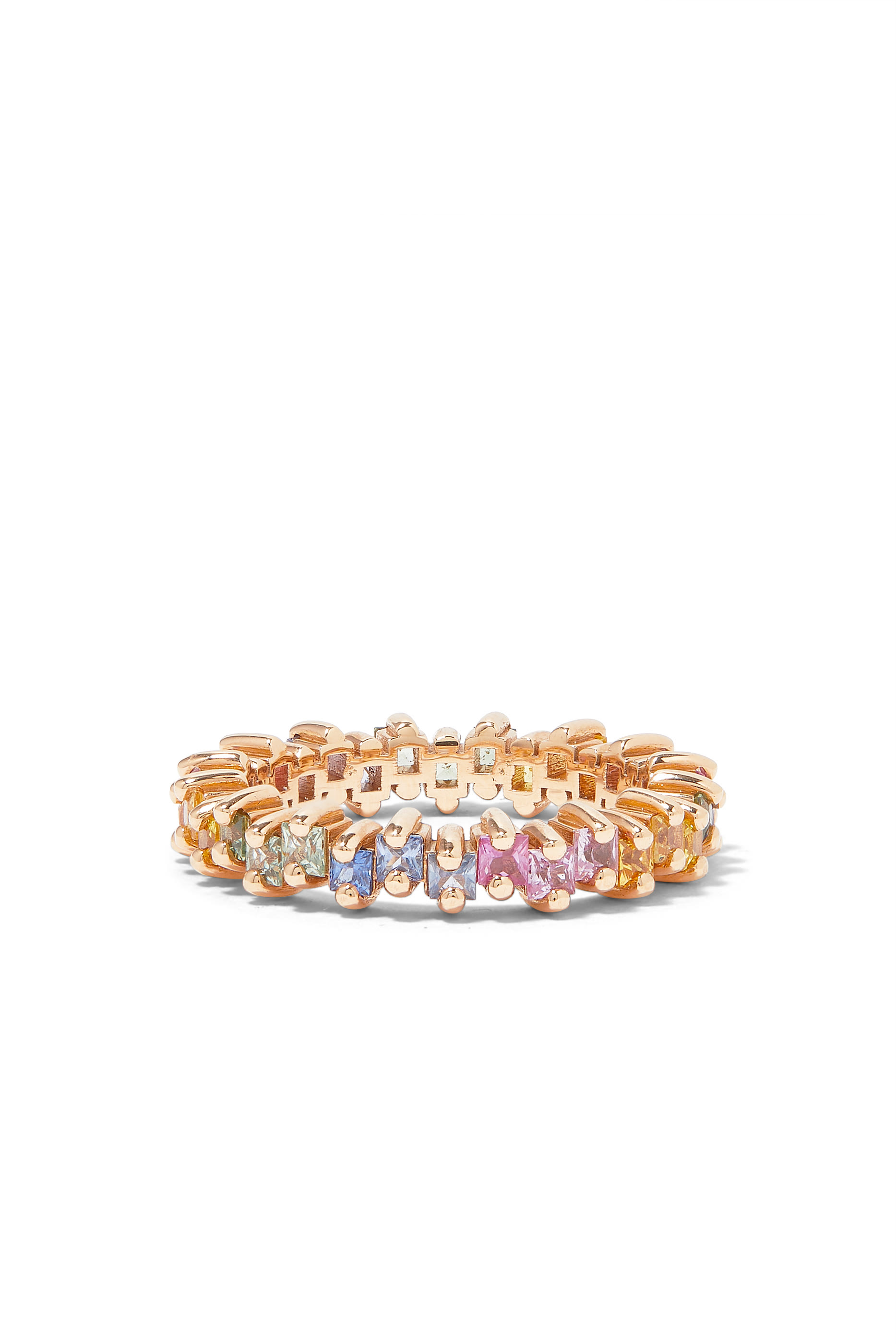 Princess Pastel Eternity Band, 18K Rose Gold & Sapphire