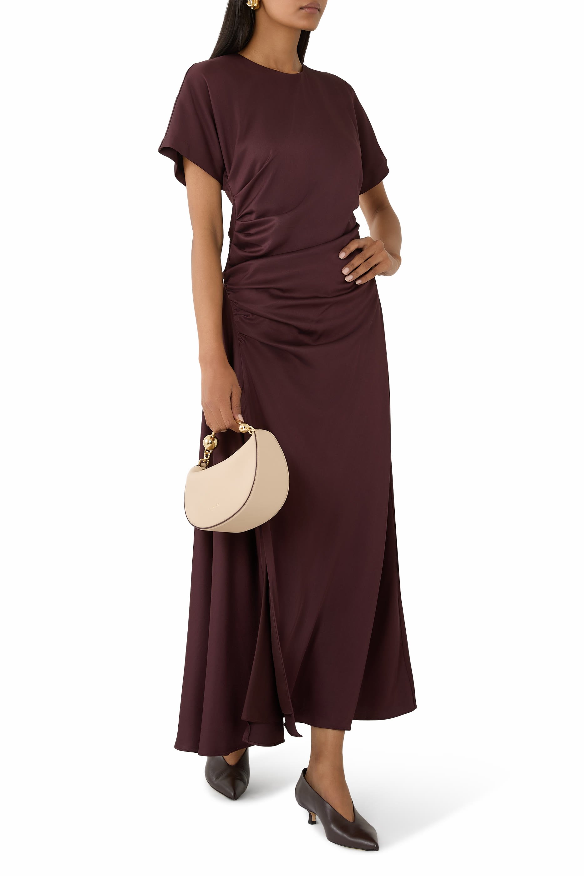 Marabella Draped Satin Midi Dress 