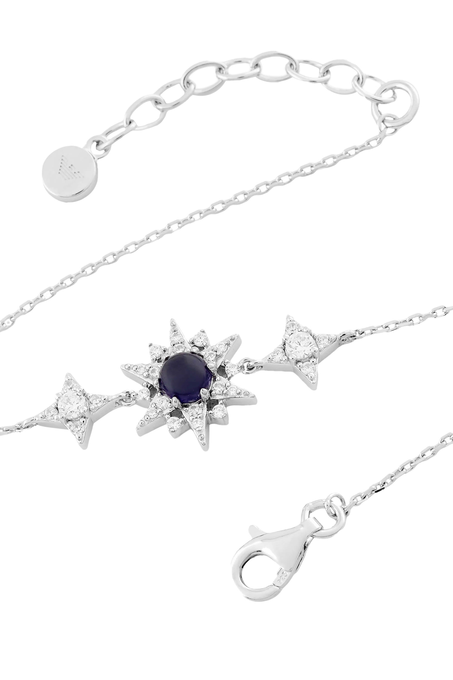 Station Bracelet, Sterling Silver with Cubic Zirconia & Glass