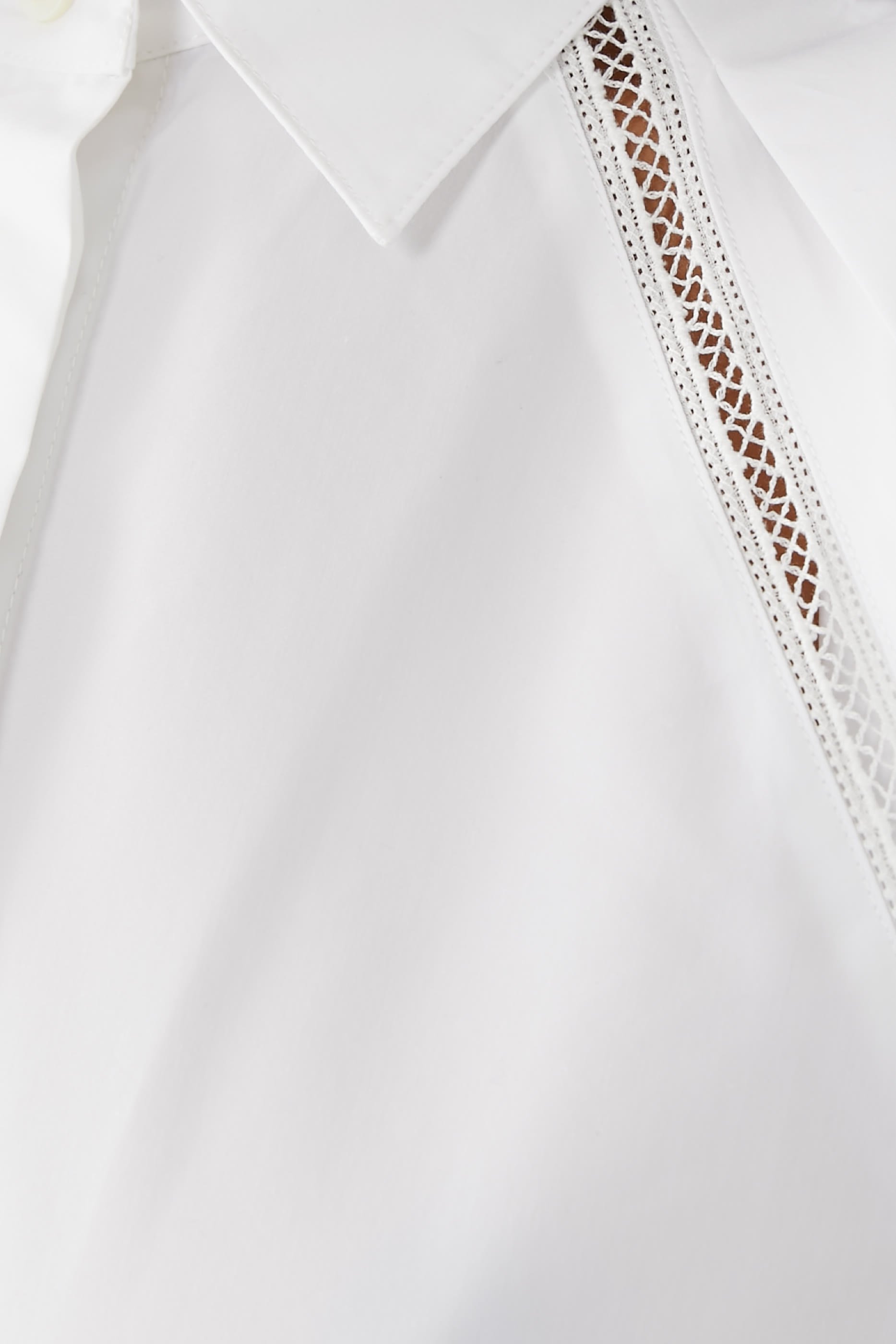 Lantern Sleeve Shirt With Lattice Trim