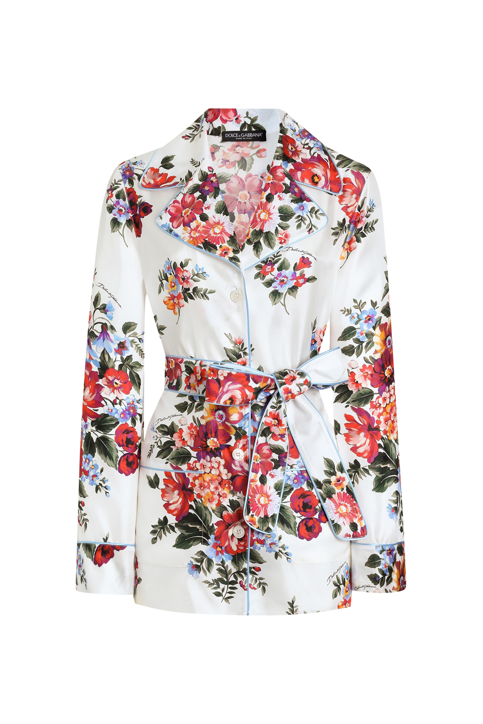 Flower Bouquet-Print Twill Shirt