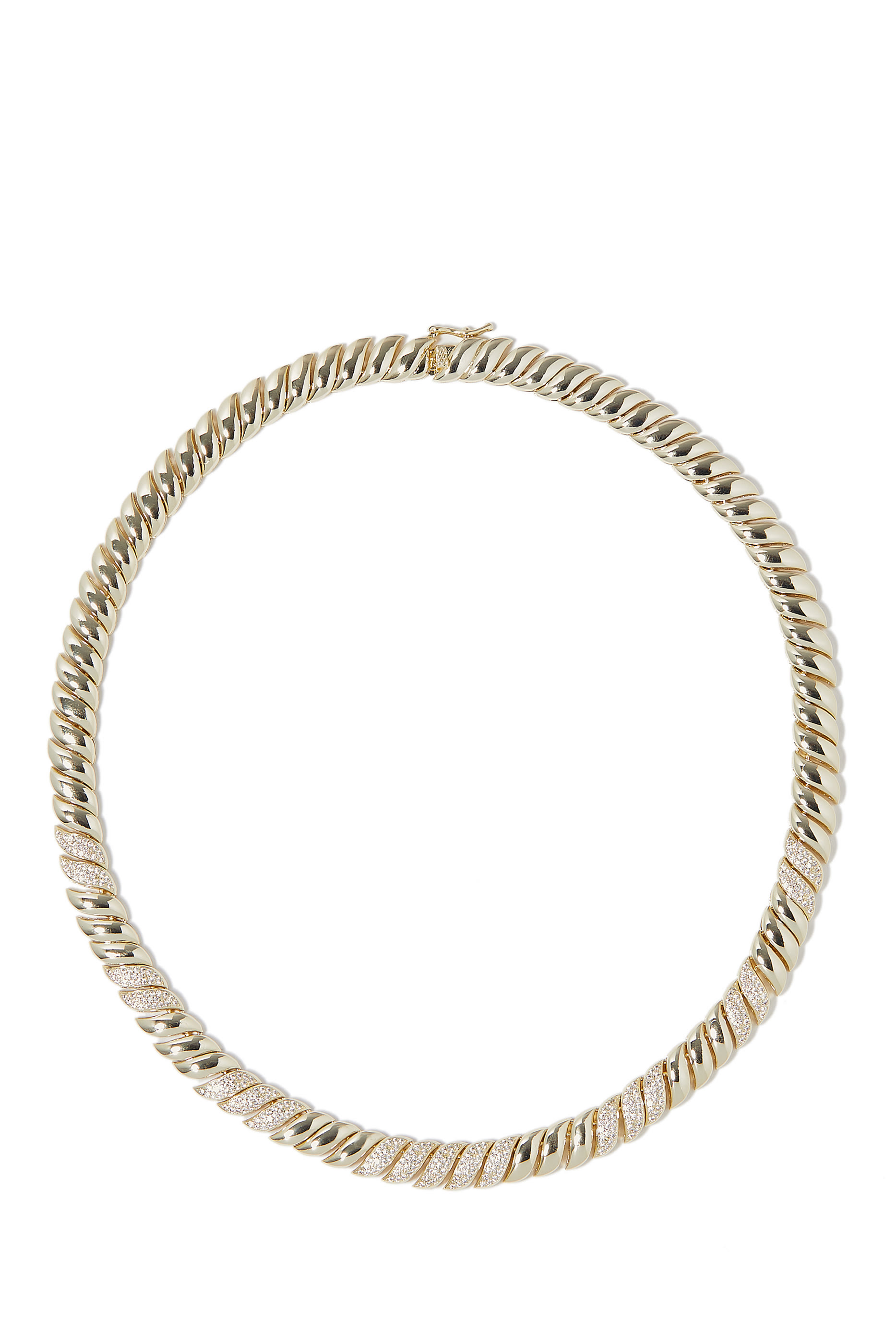 Pave Cubic Zirconia Stations Estate Link Necklace