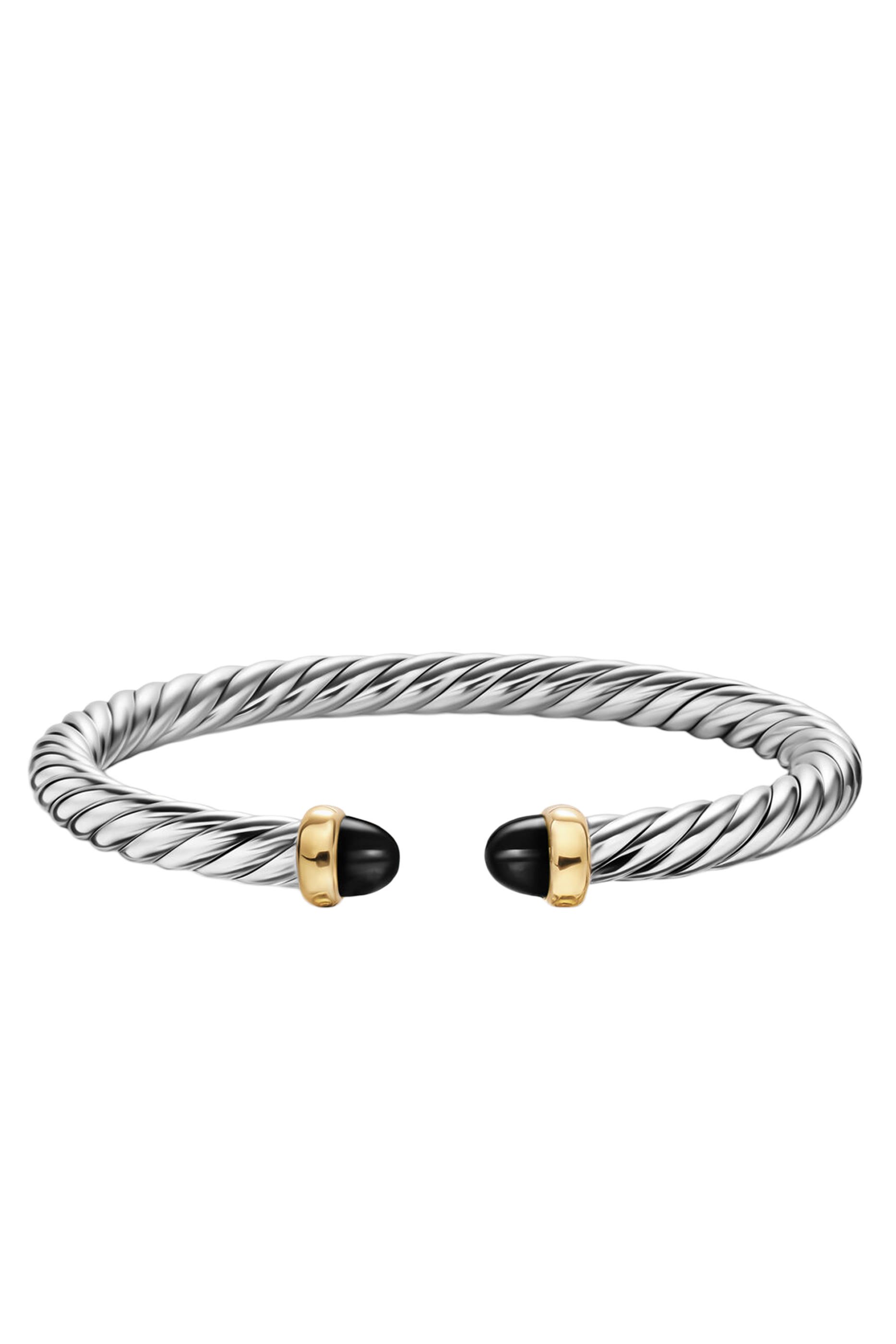 Cable Flex&reg; Bracelet, Sterling Silver, 14k Yellow Gold & Onyx