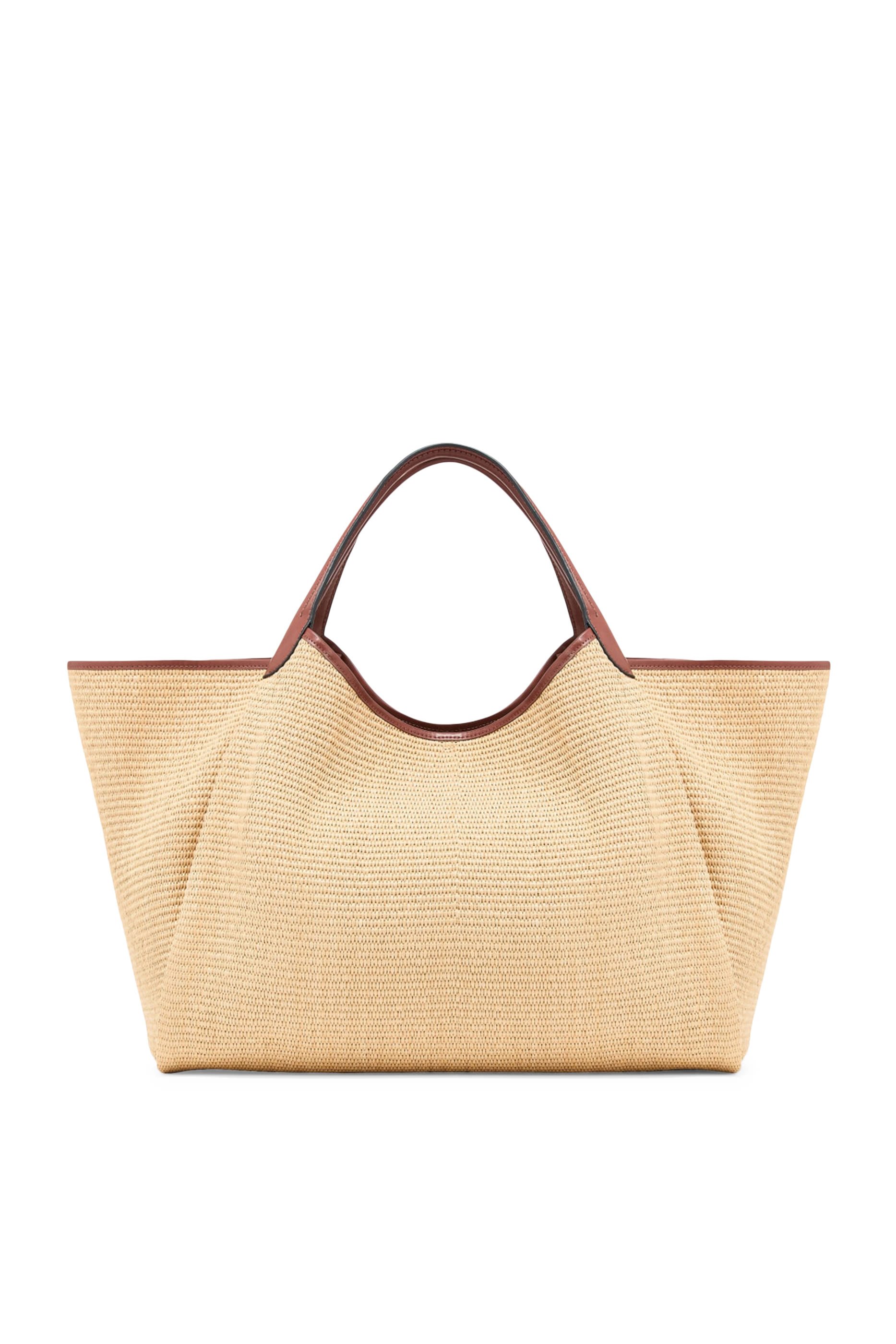 EA Logo Woven Straw Large Shopper Bag