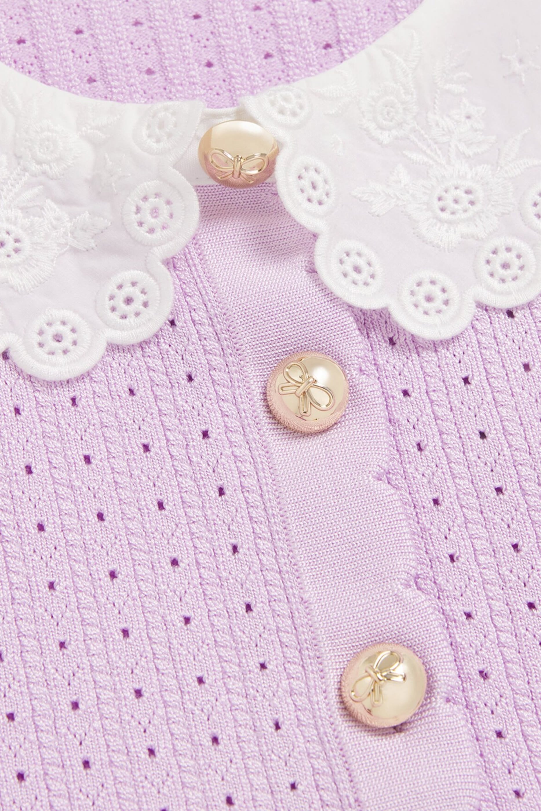 Kids Pointelle Ribbed Knit Cardigan