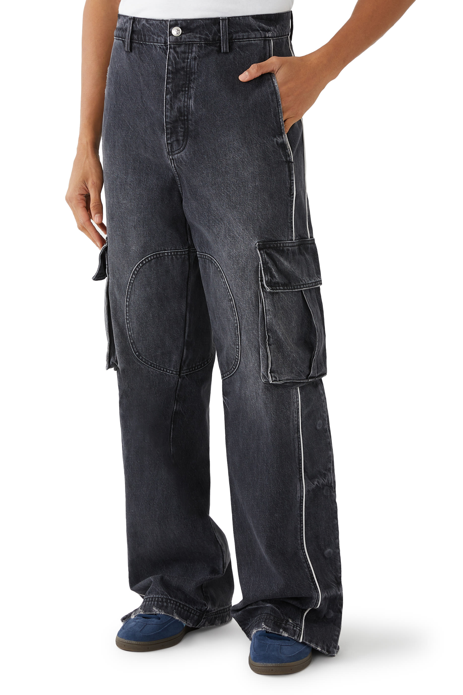 Denim Track Logo Cargo Trousers