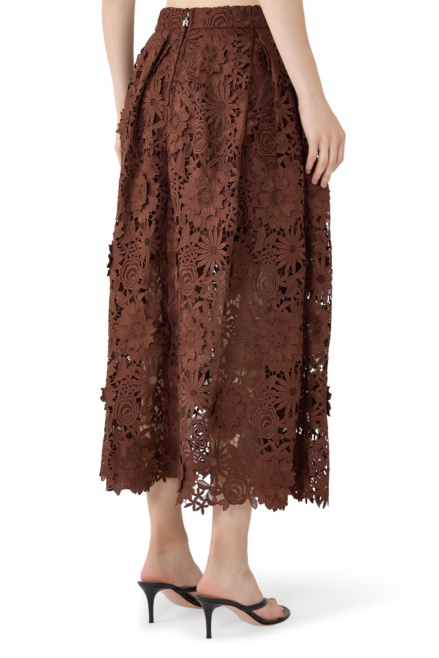 3D Lace Midi Skirt