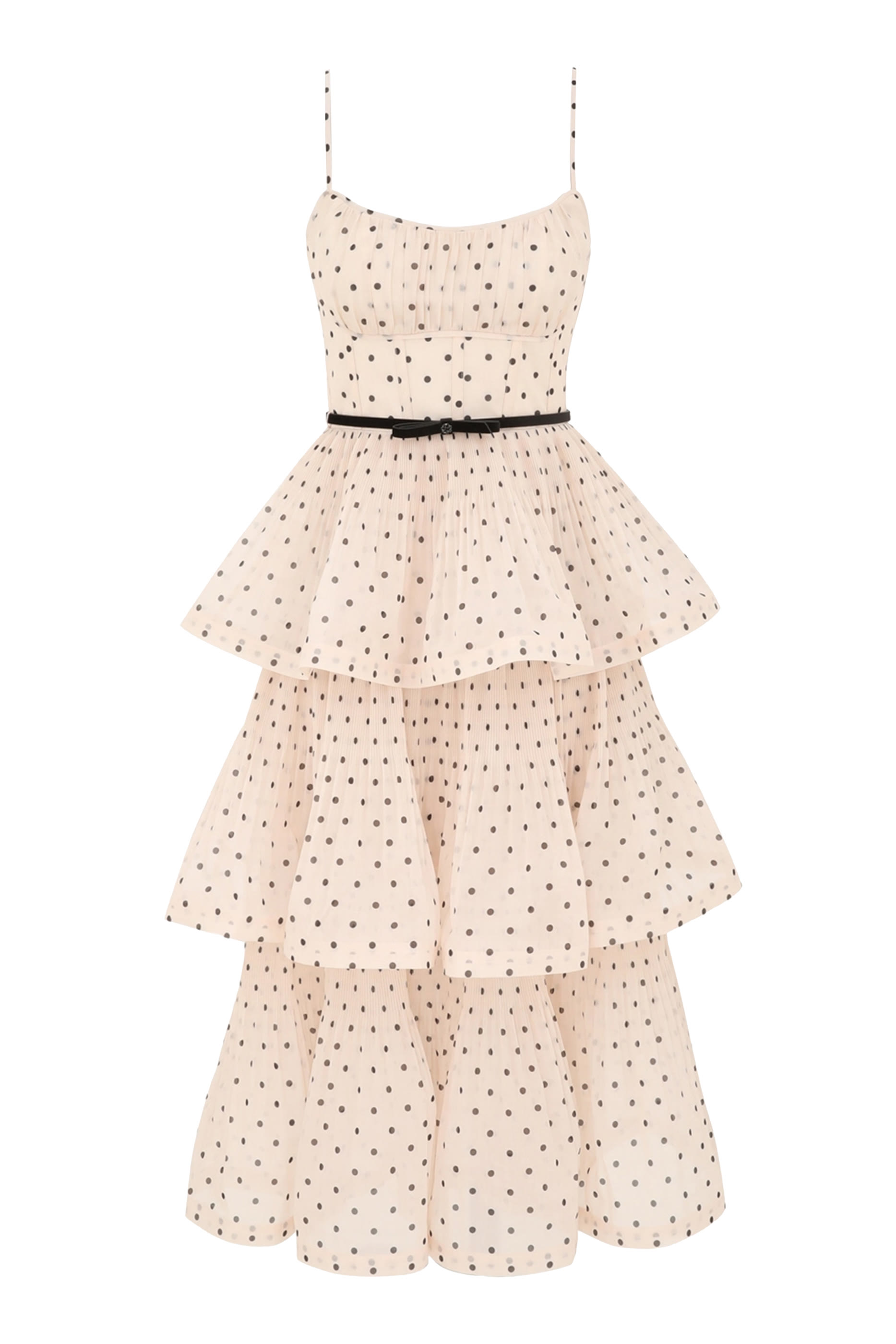  Pleated Tiered Midi Dress