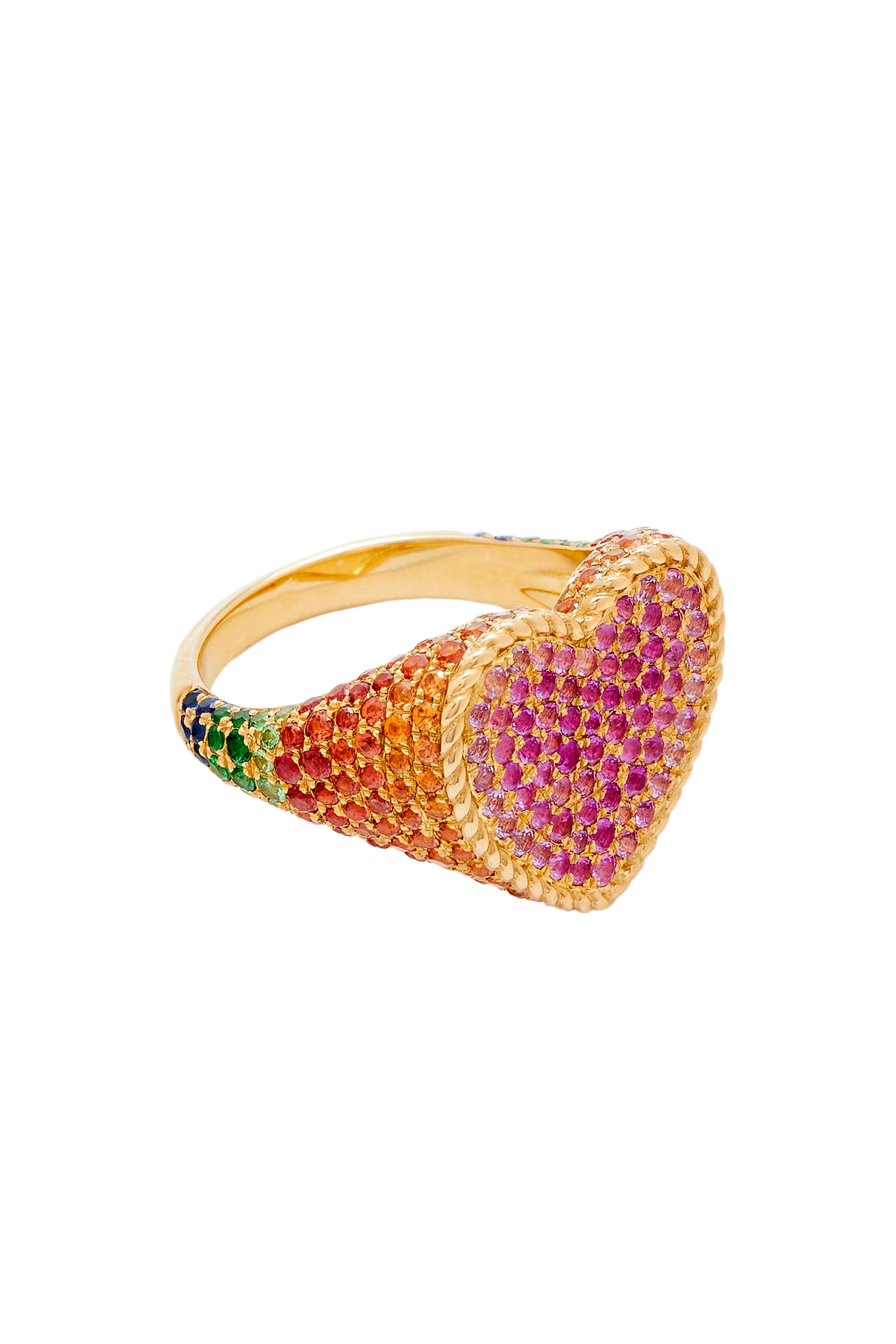 Baby Heart Ring, 18k Yellow Gold with Multicolored Sapphire