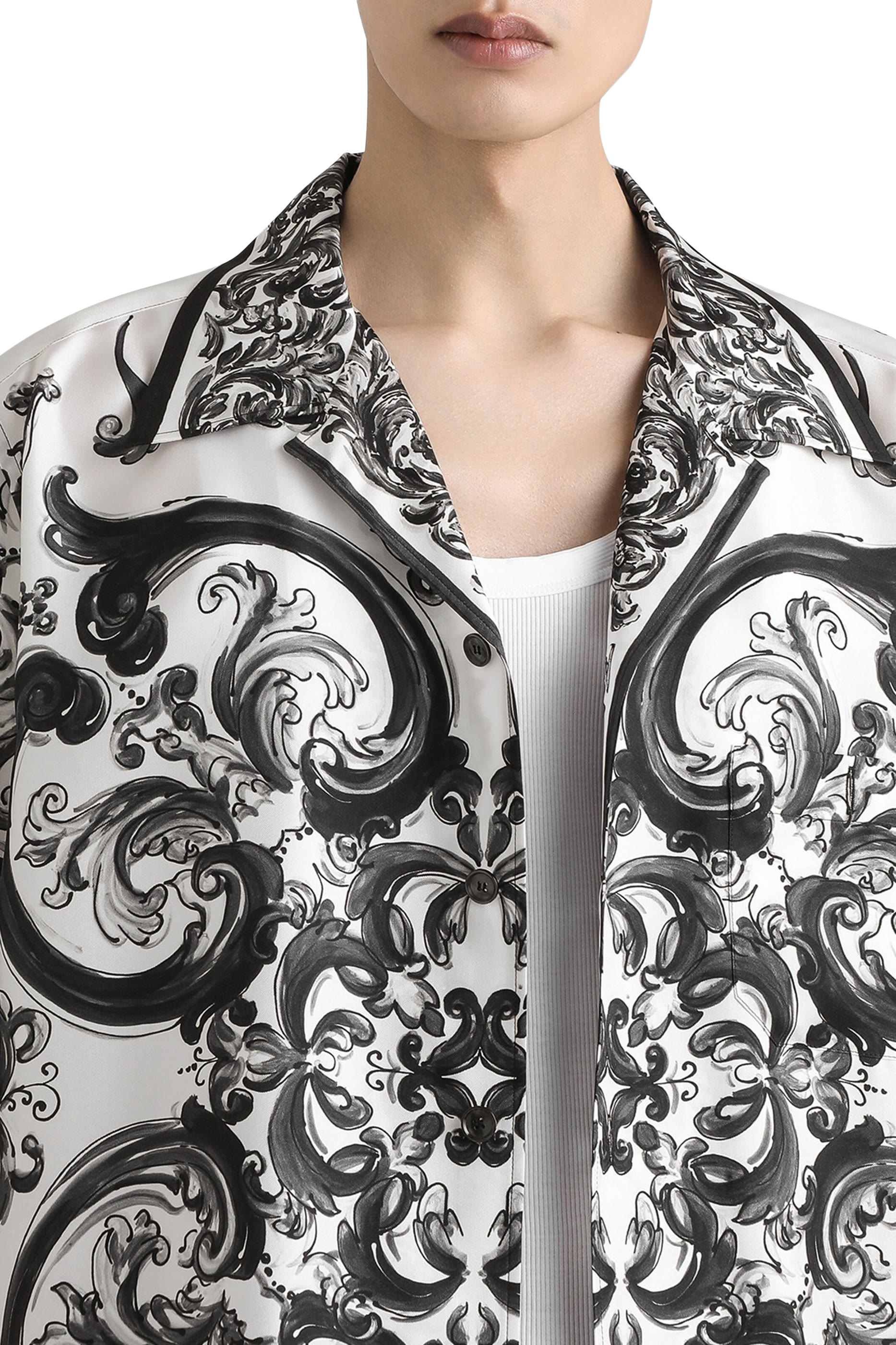  Majolica-Print Silk Twill Hawaii Shirt 