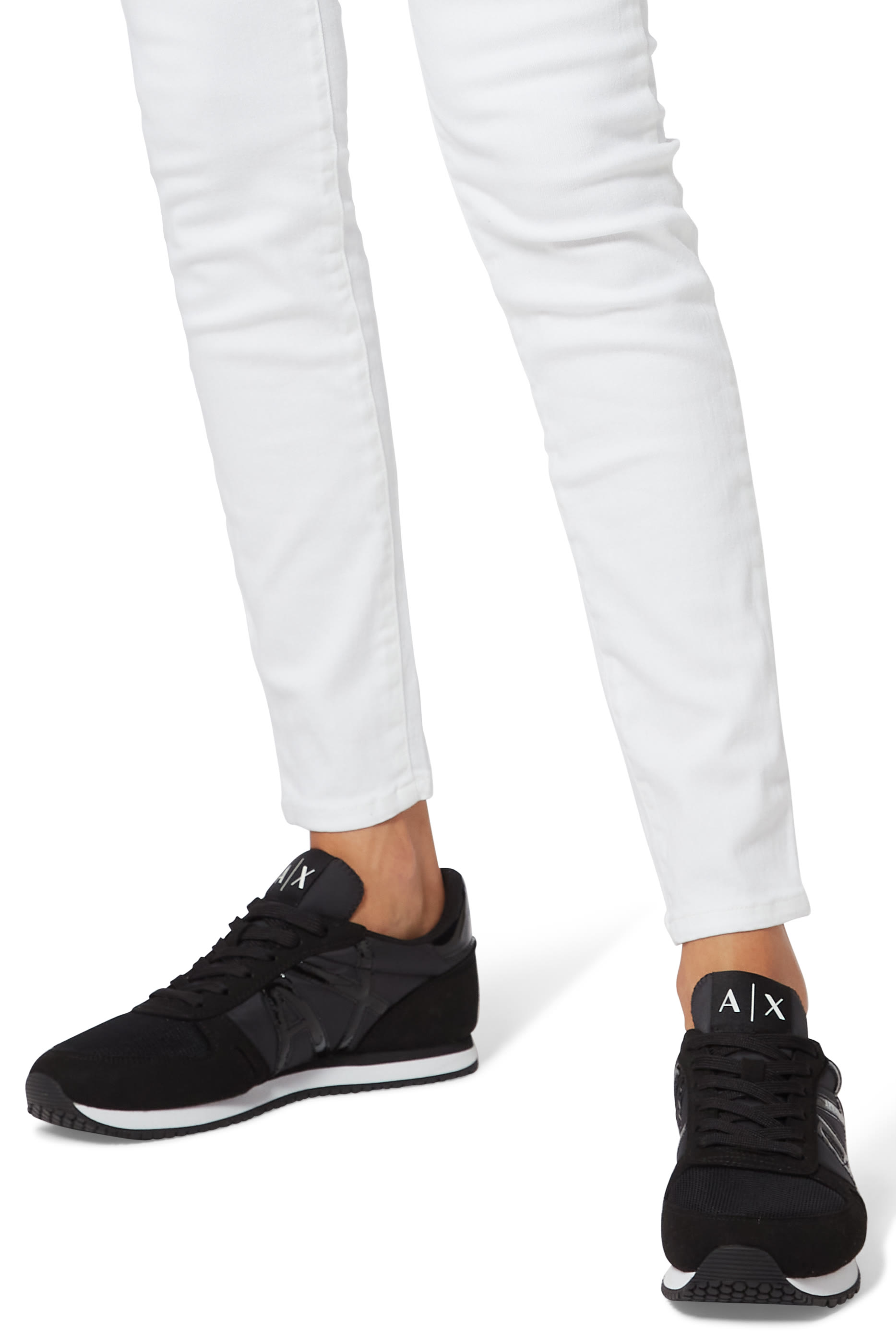 Mesh And Suede Logo Sneakers