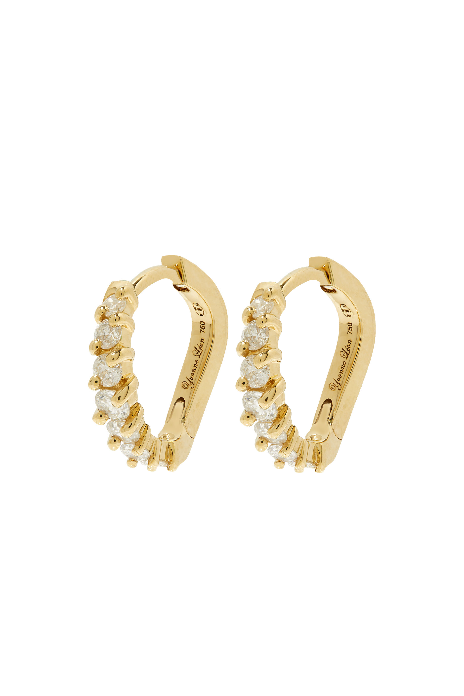 Wave Hoop Earrings, 18k Yellow Gold & Diamonds