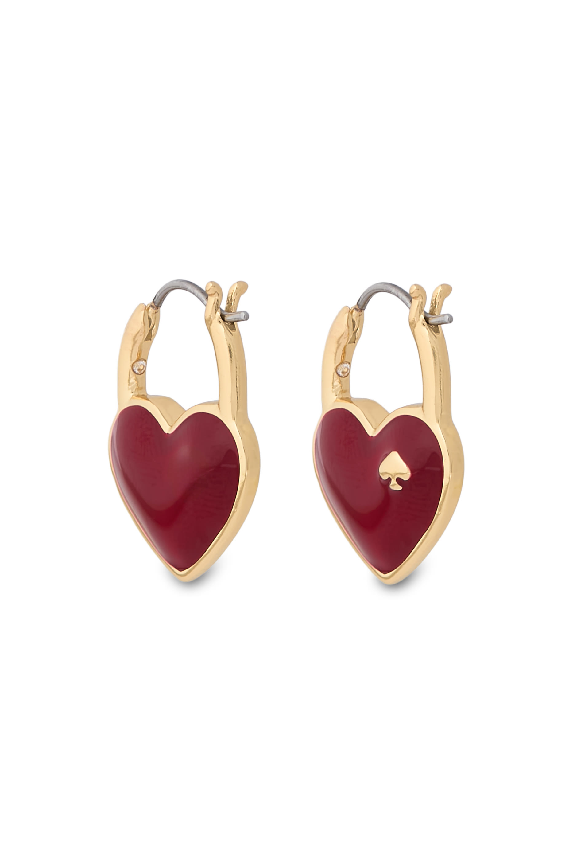 Heart Spade Huggies, Stainless Steel Posts & Enamel