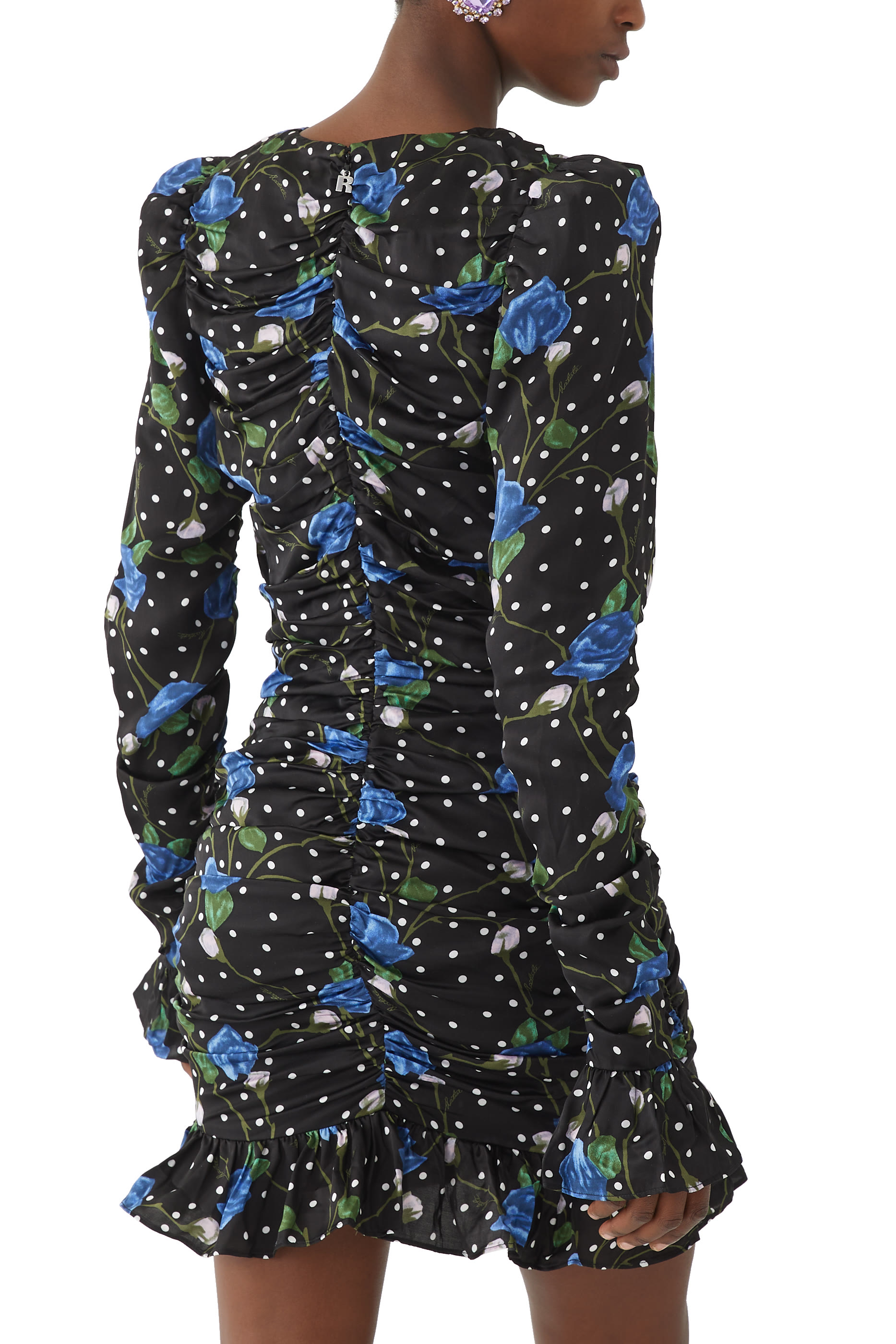 Satin Ruffle Print Mini Dress