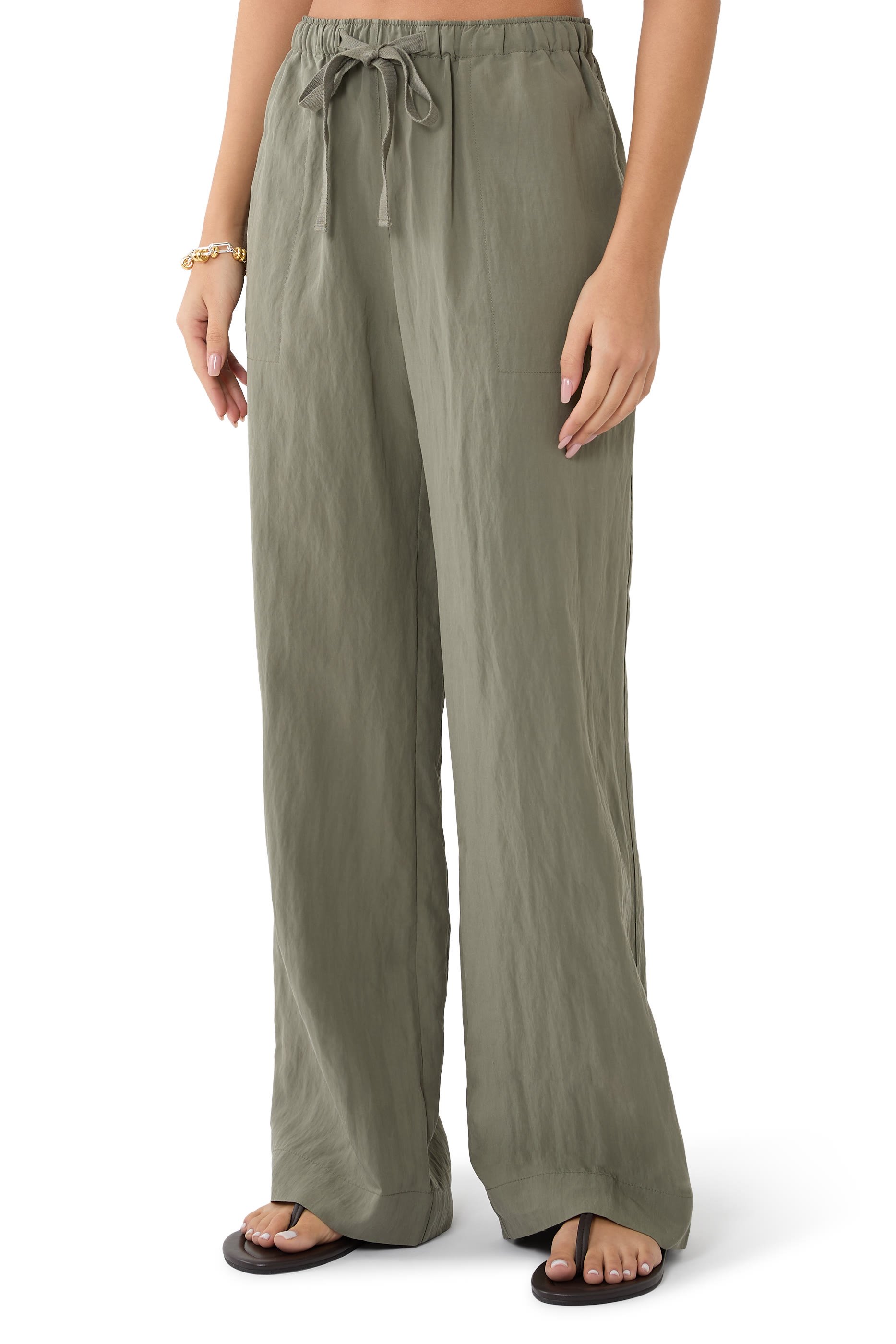 Mid-Rise Utility Drawstring Pants