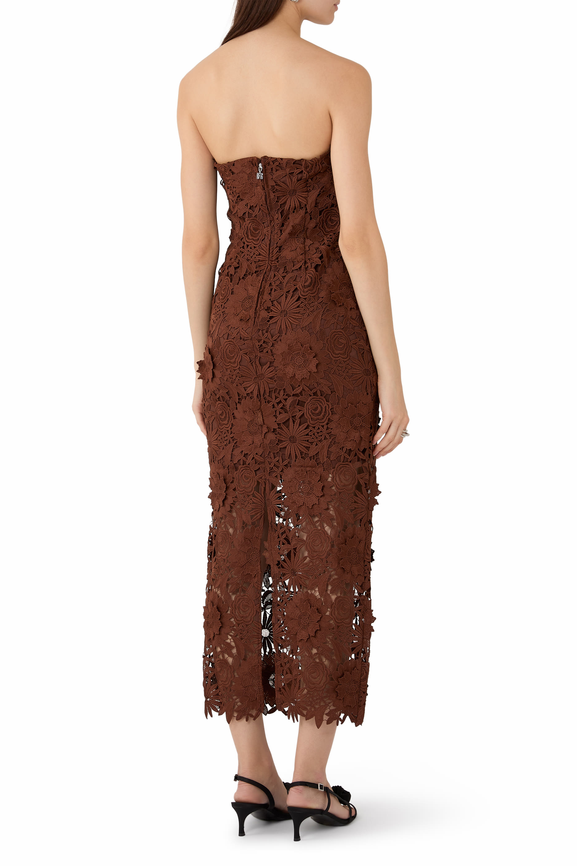  3D Lace Flared Midi Dress
