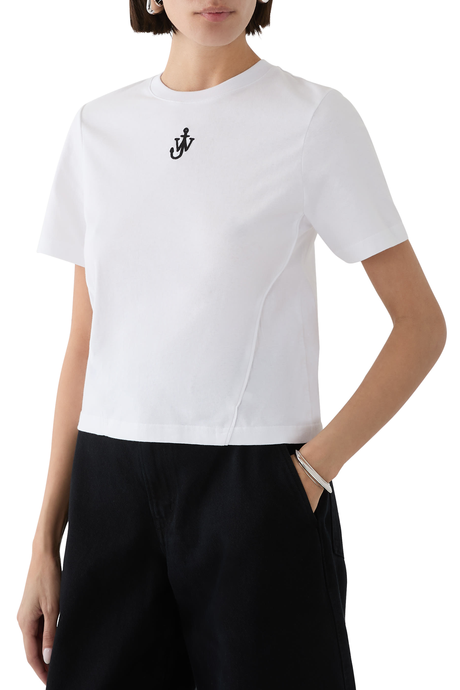 Anchor Logo Crop Panelled T-Shirt