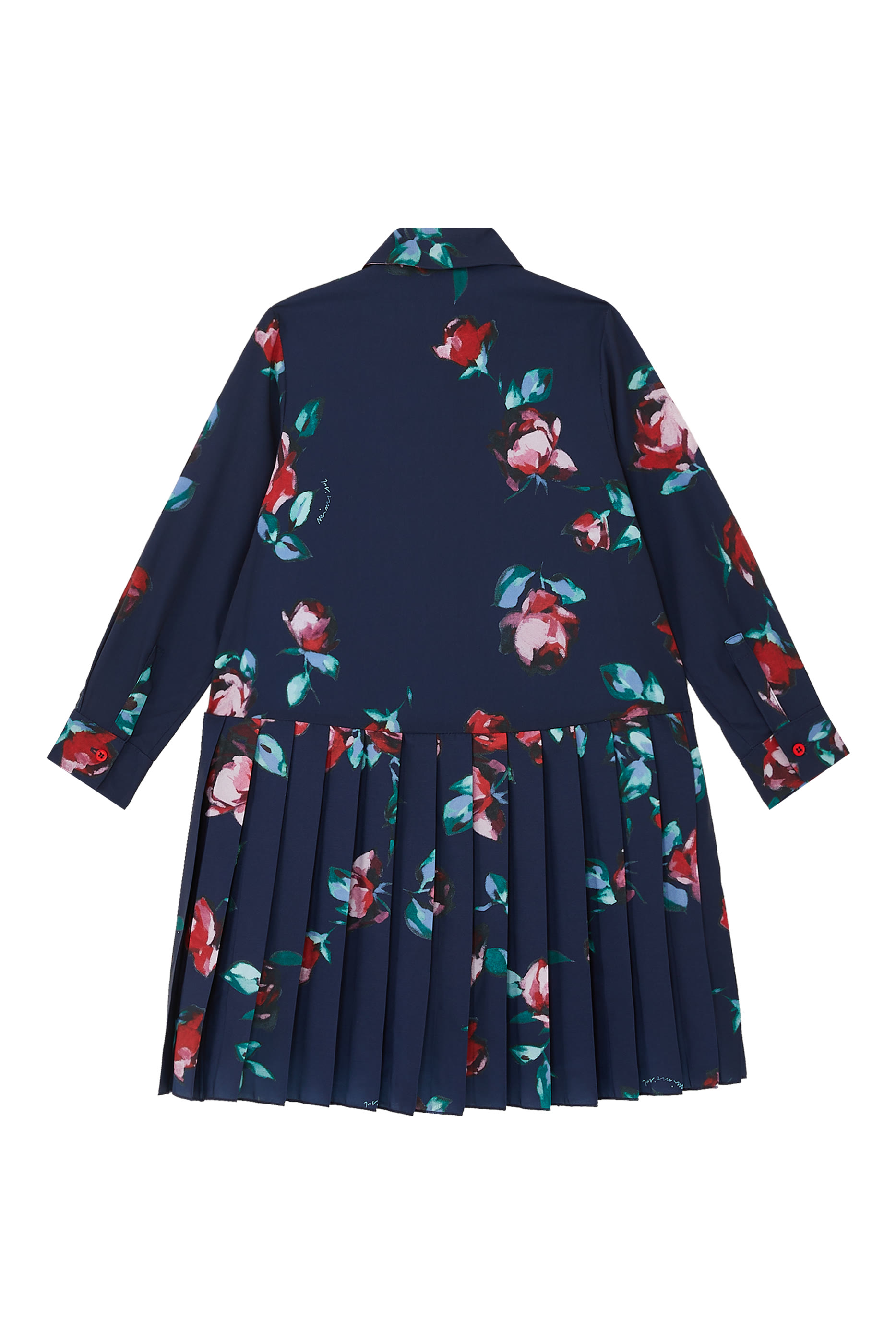 Kids Rose-Print Pleat Shirt Dress