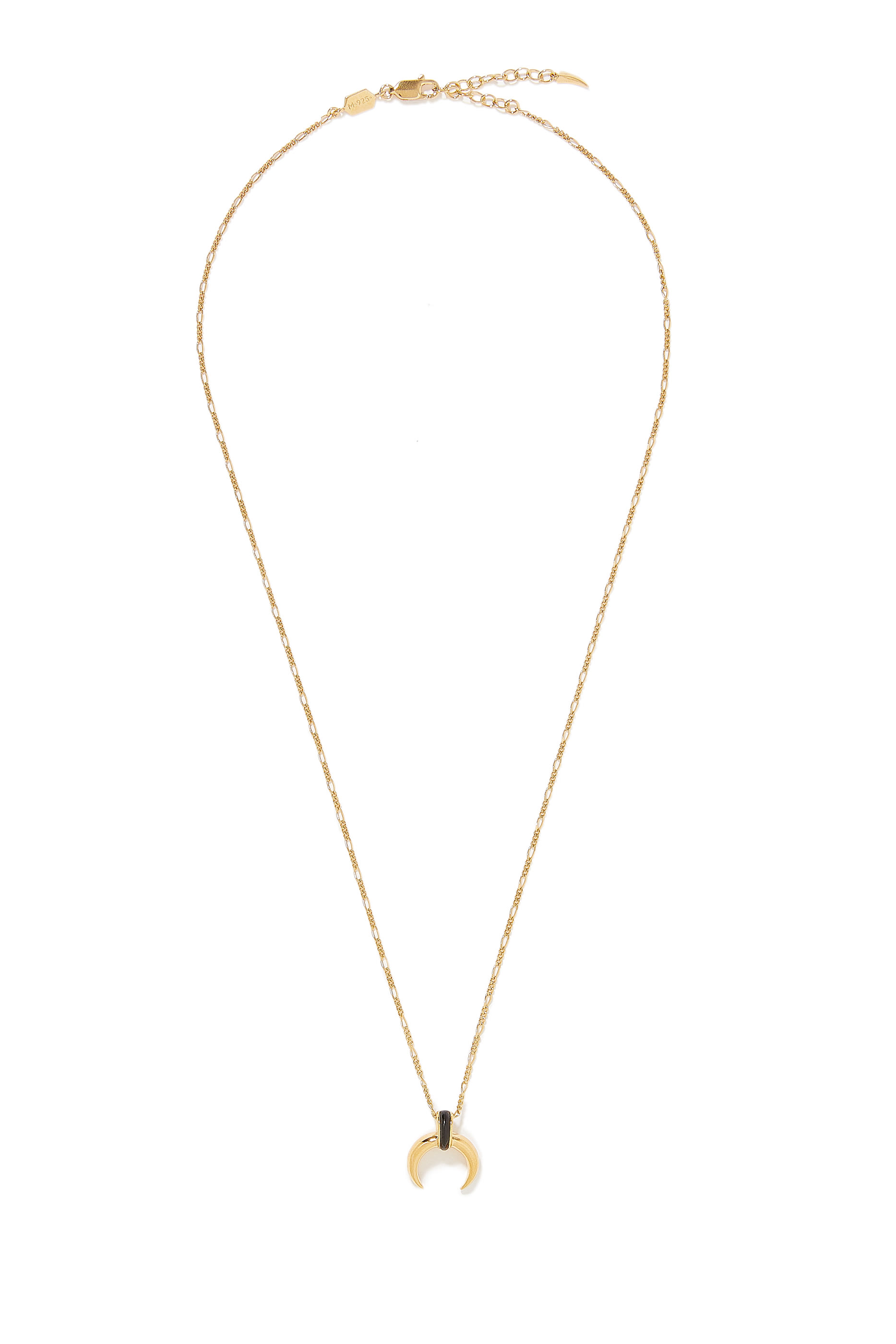 Lucy Williams Gemstone Horn Necklace, 18k Recycled Gold Vermeil on Recycled Sterling Silver & Black Onyx