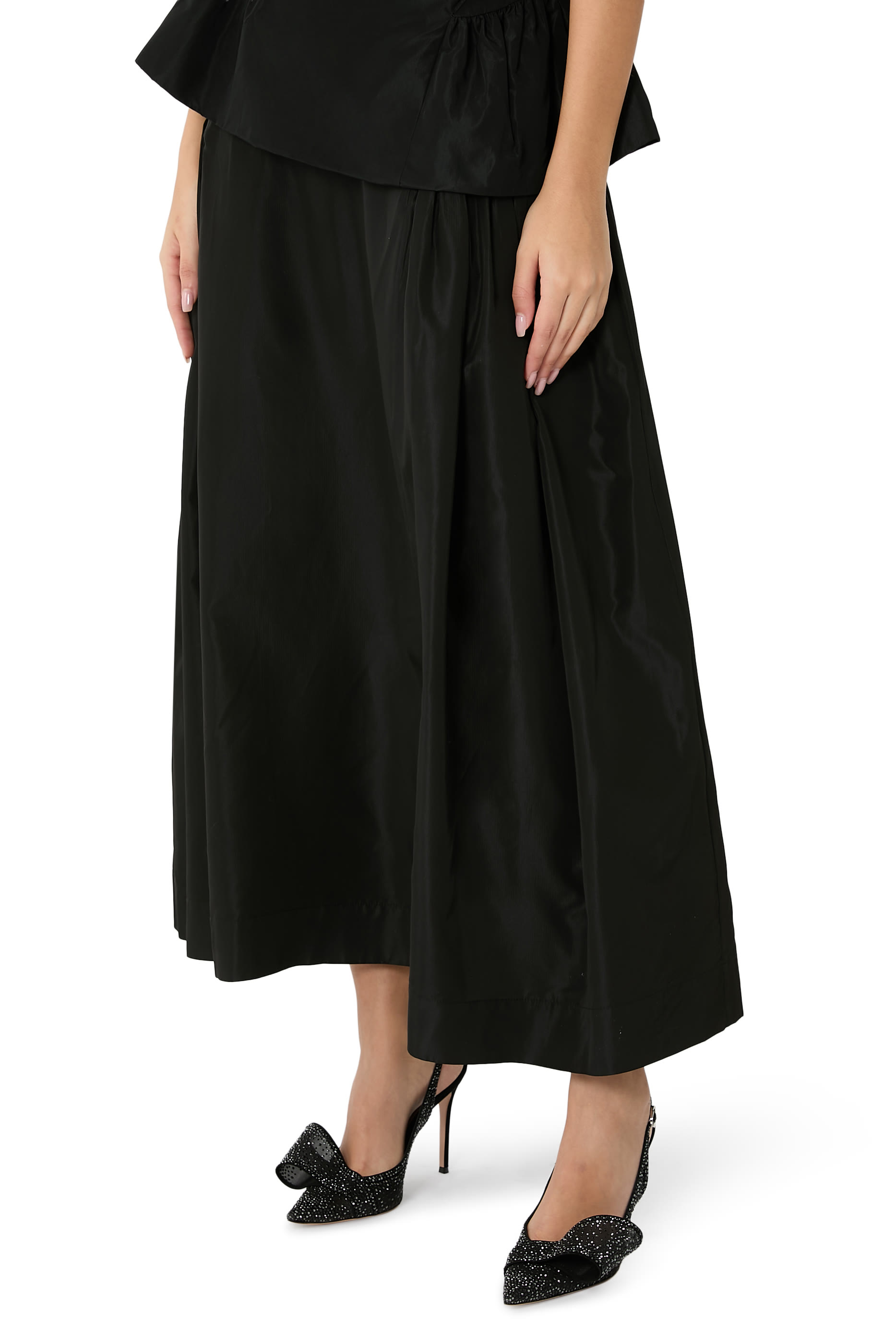 Bow Embellished 95 Suede Organza Slingback Pumps 