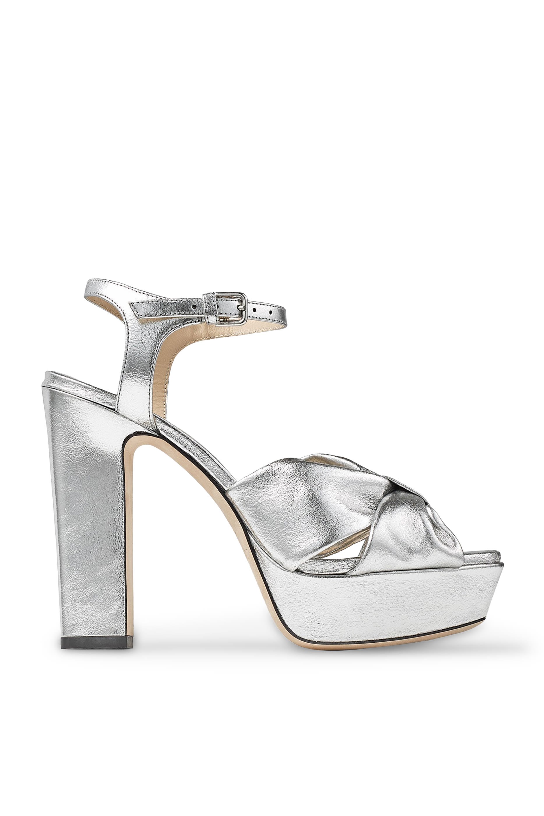 Heloise 120 Gold Soft Mirror Leather Platform Sandals