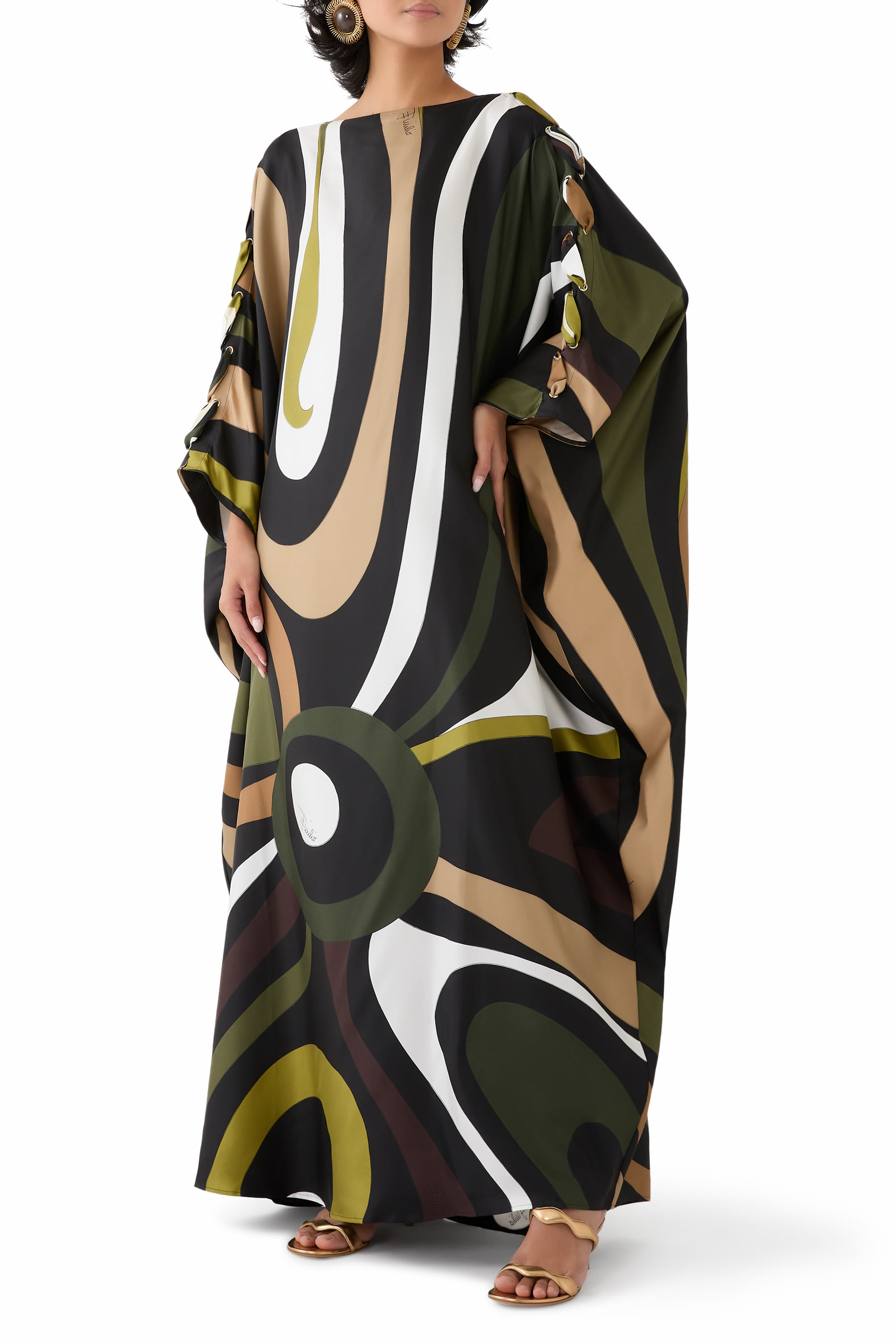 Marmo Print Silk Twill Kaftan