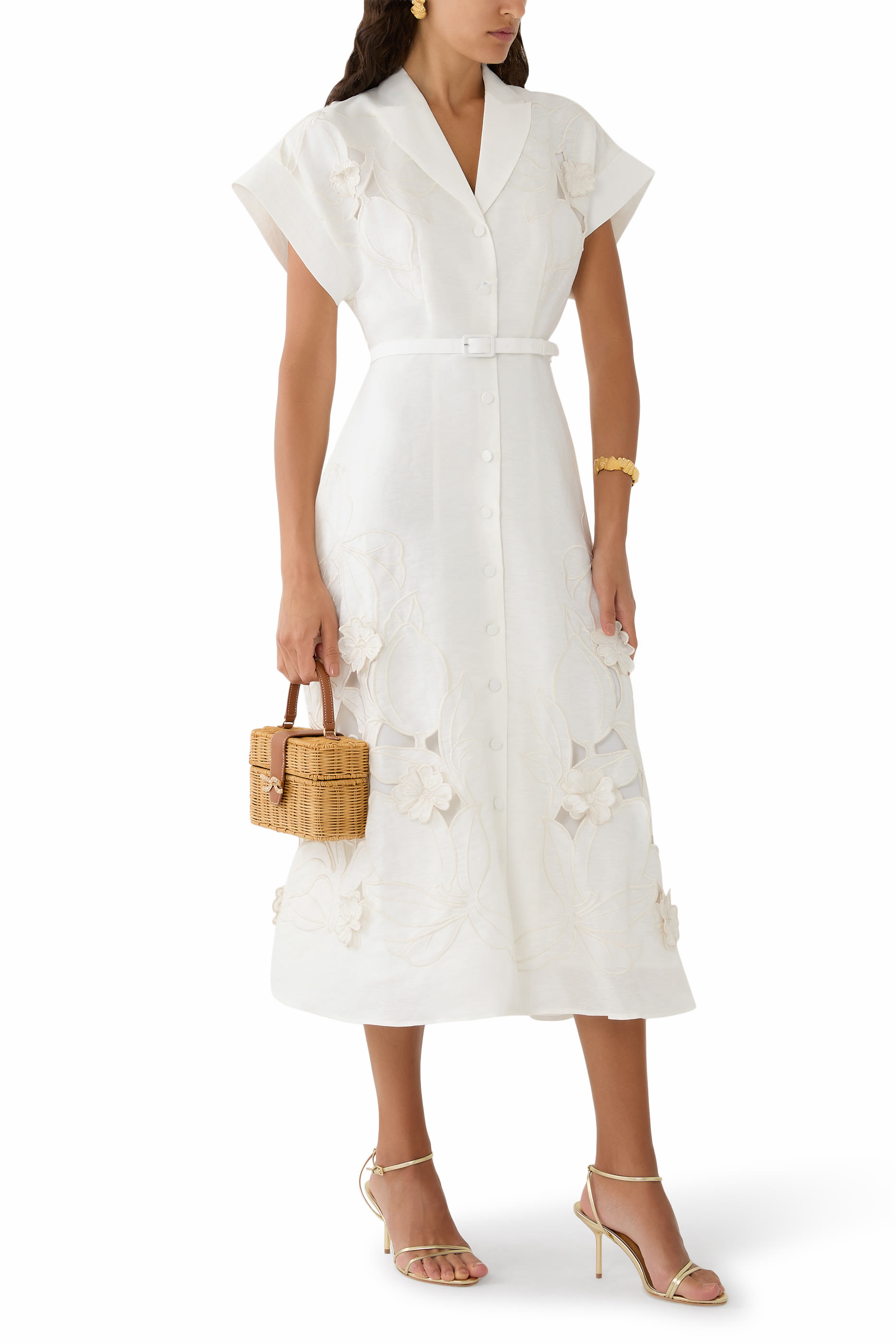 Aubrey Appliqu&eacute; Shirt Midi Dres