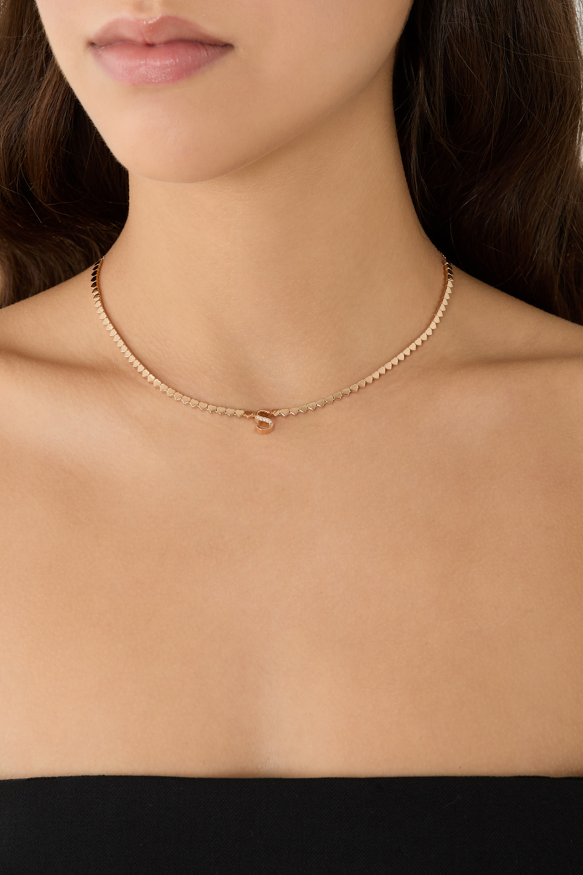 Love In Tokyo Diamond Lit Initials S Necklace, 18K Rose Gold & Diamonds