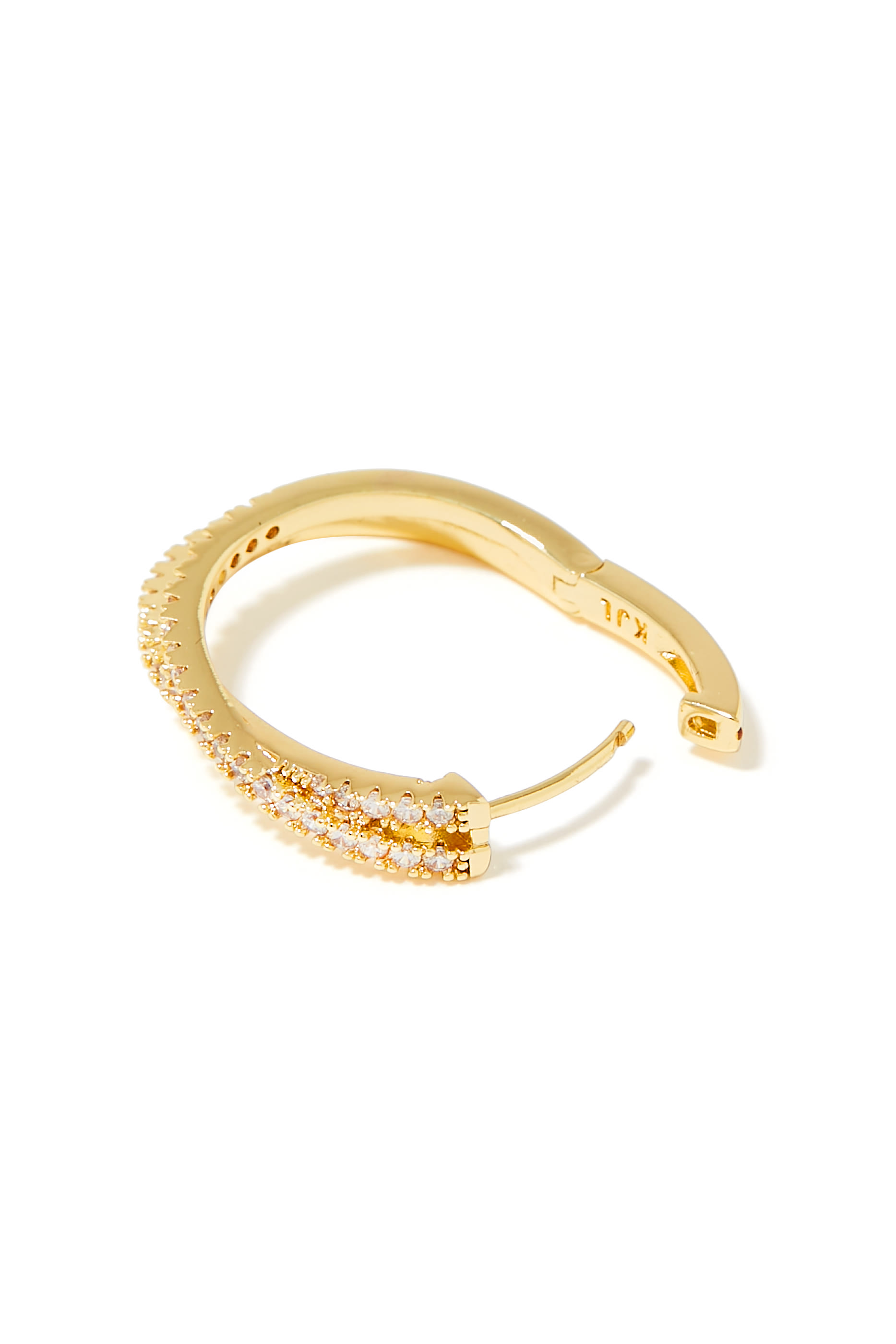 Pave Double Crossover Hoops, Gold-Plated Brass & Cubic Zirconia