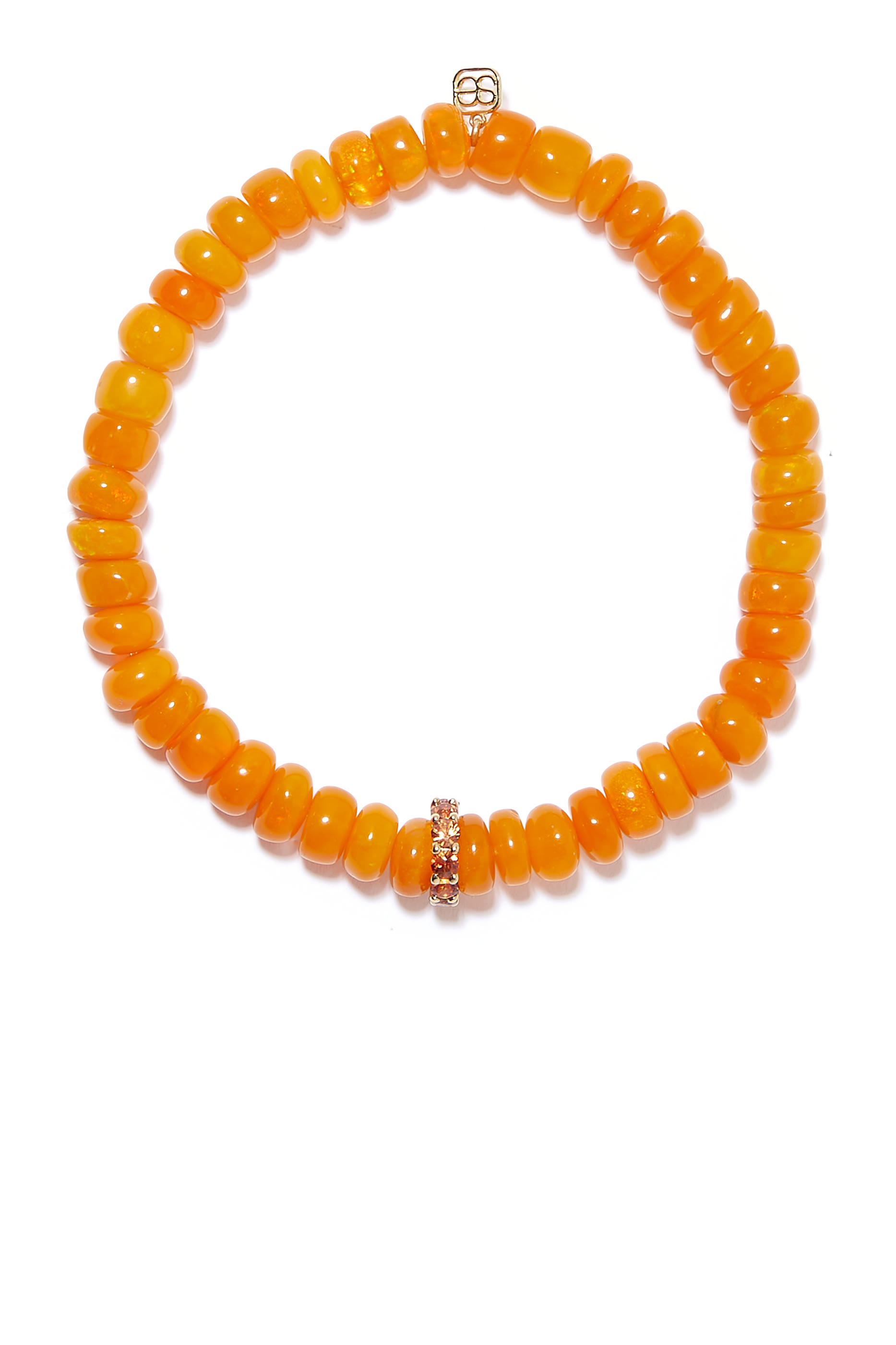 Cocktail Eternity Rondelle Beaded Bracelet, 14k Yellow Gold & Orange Opals