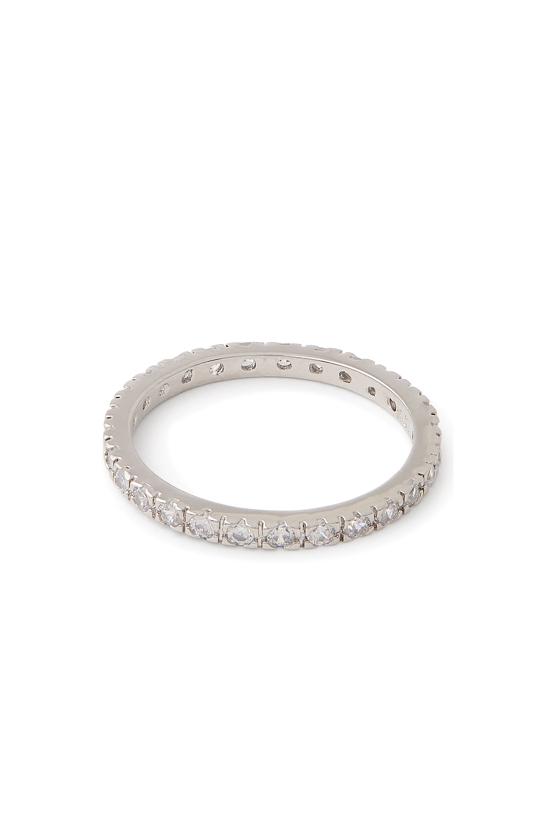  Classic Round Eternity Band, Rhodium Plated Brass & Cubic Zirconia