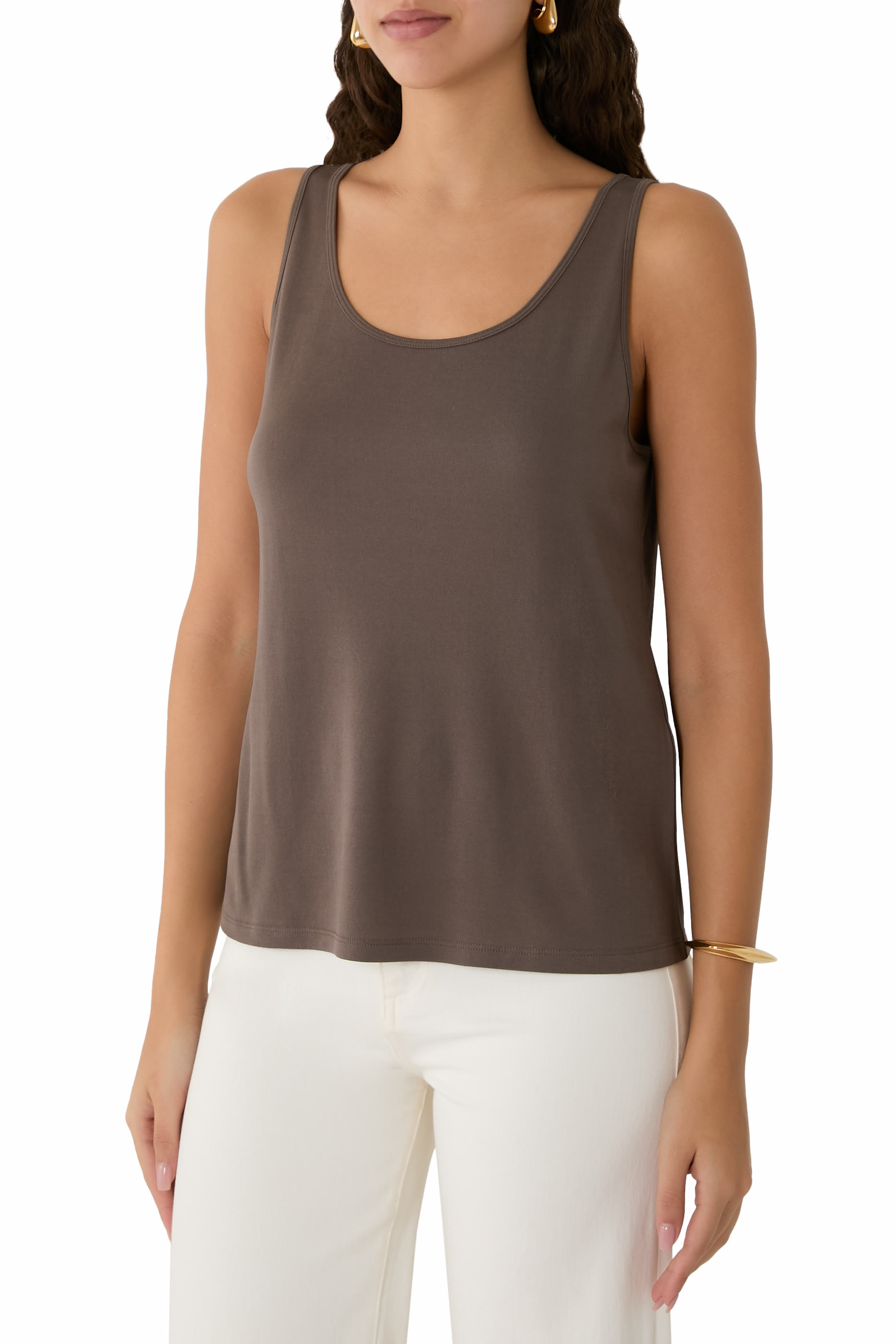 Stretch Silk Jersey Scoop Neck Tank