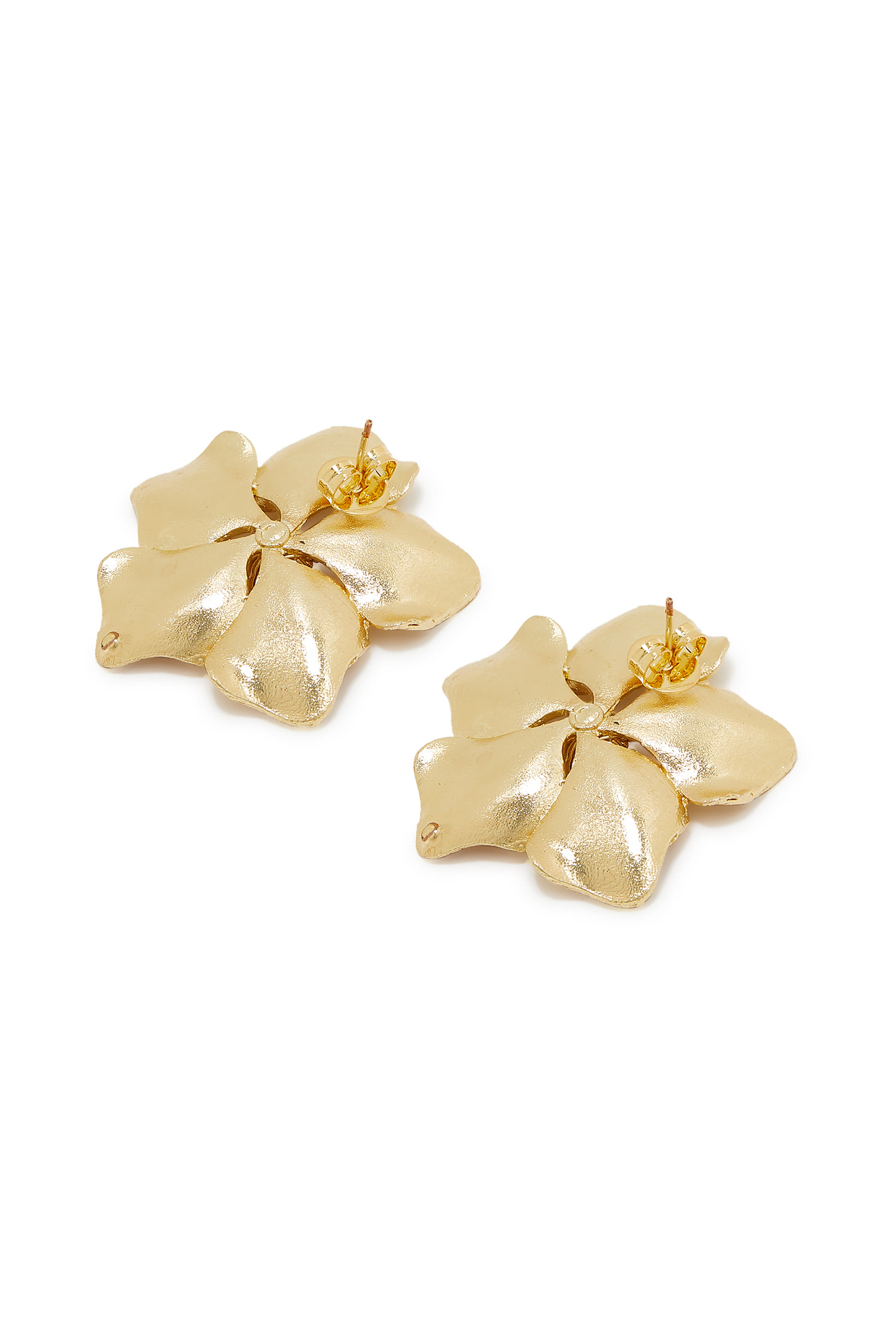Iys Floral Stud Earrings, 18K Gold-Plated Brass