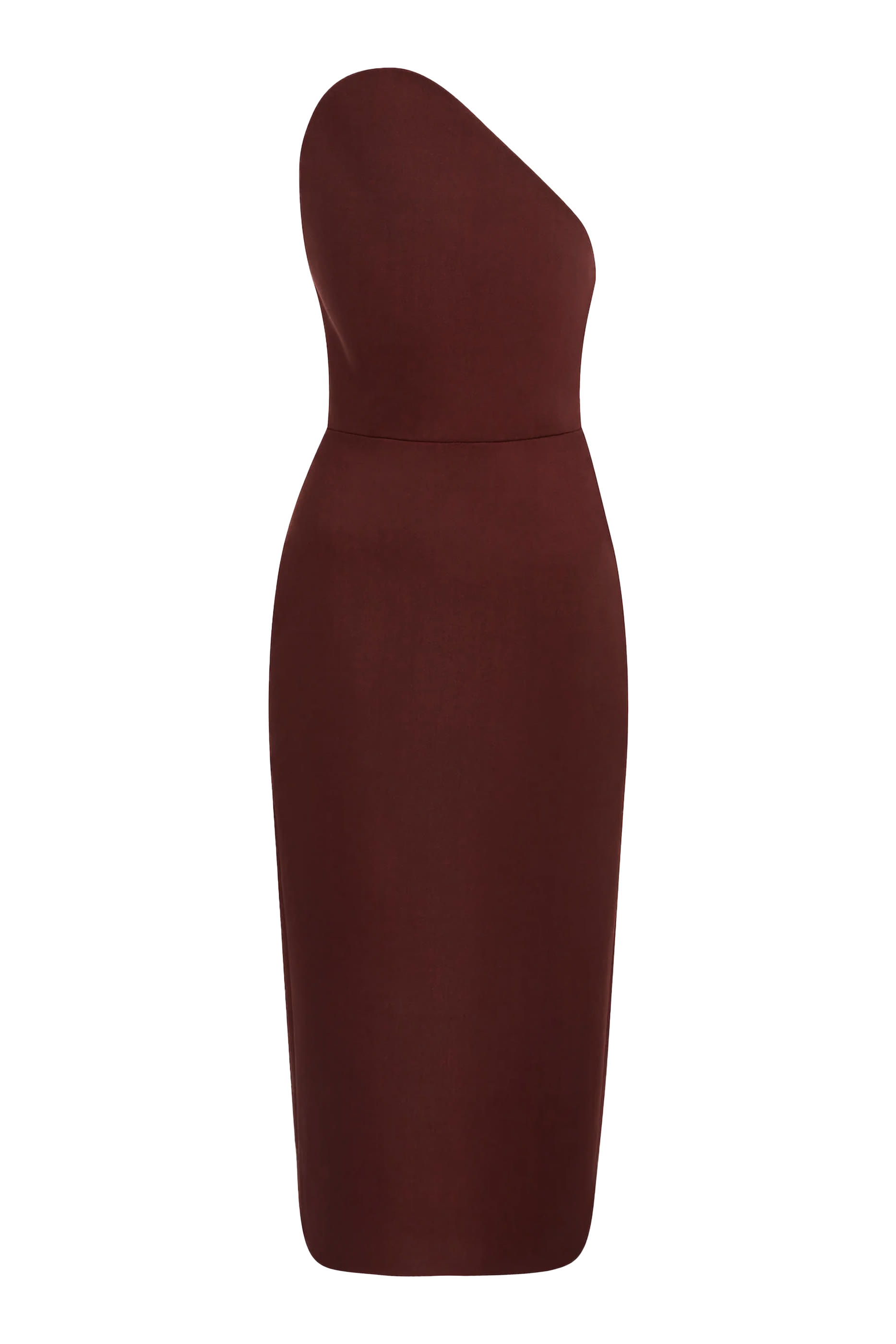  Asymmetric Cut Strapless Midi Dress