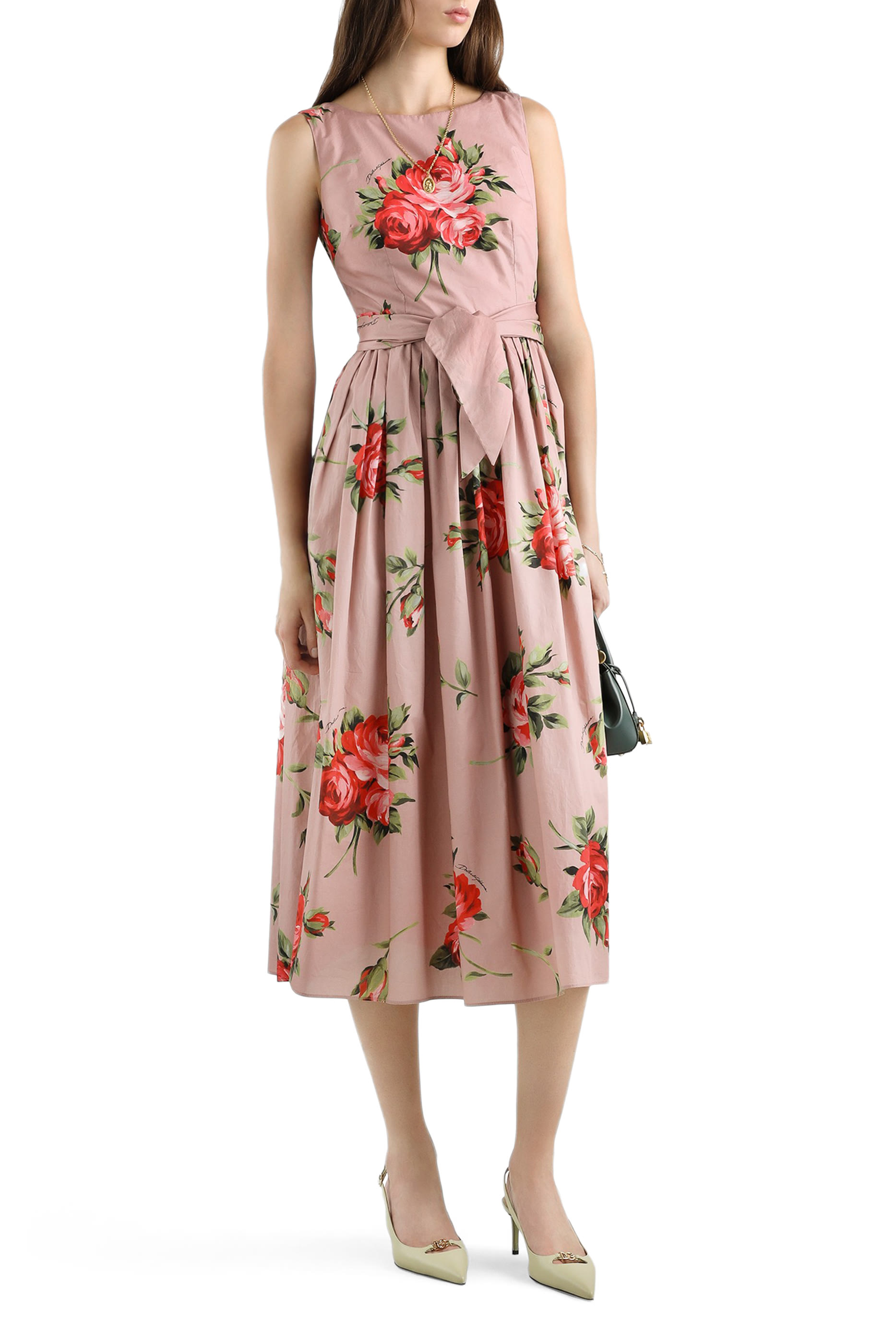Rose Bouquet-Print Cotton Dress
