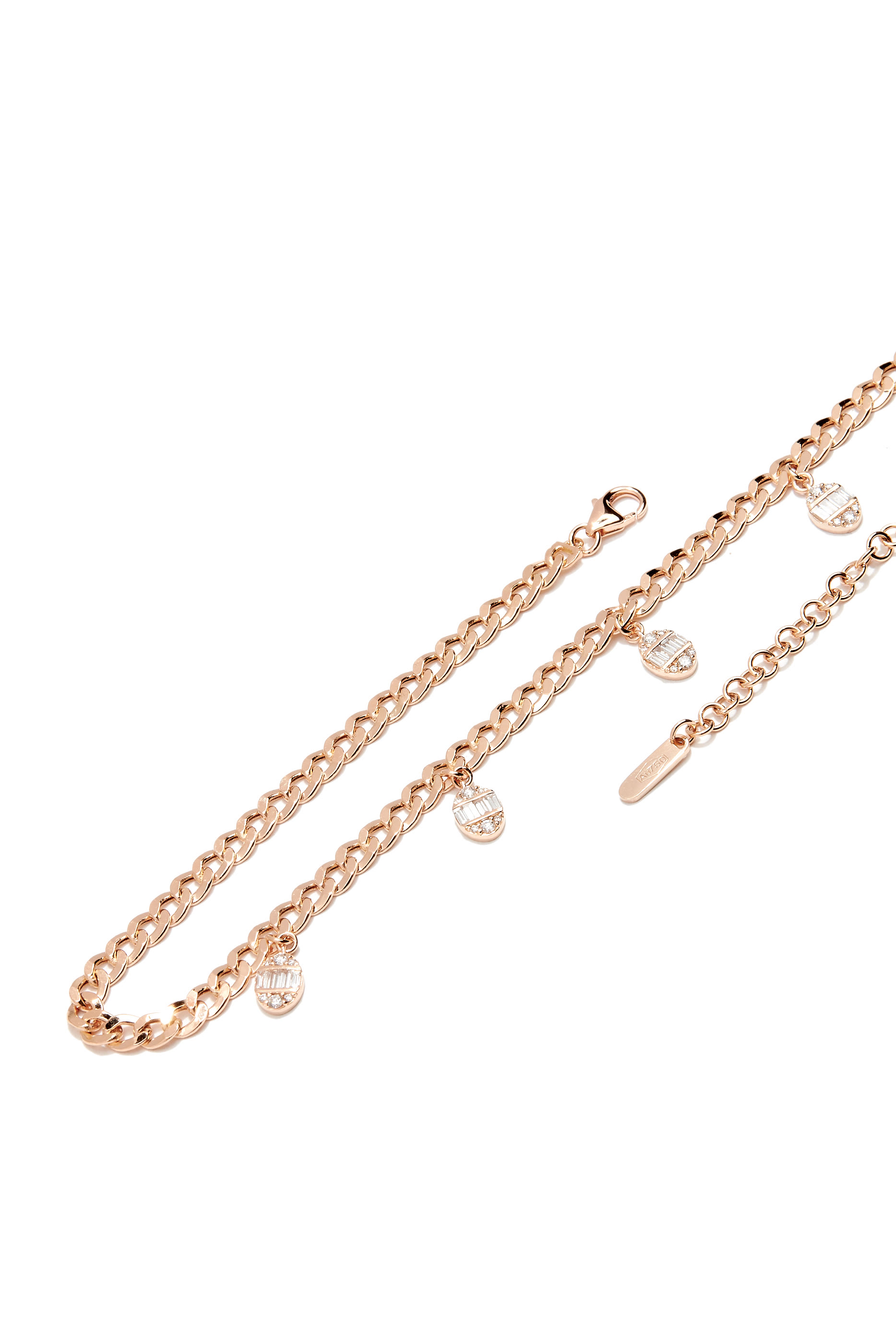 Quwa Five Oval Dangling Necklace, 18K Rose Gold & Diamonds