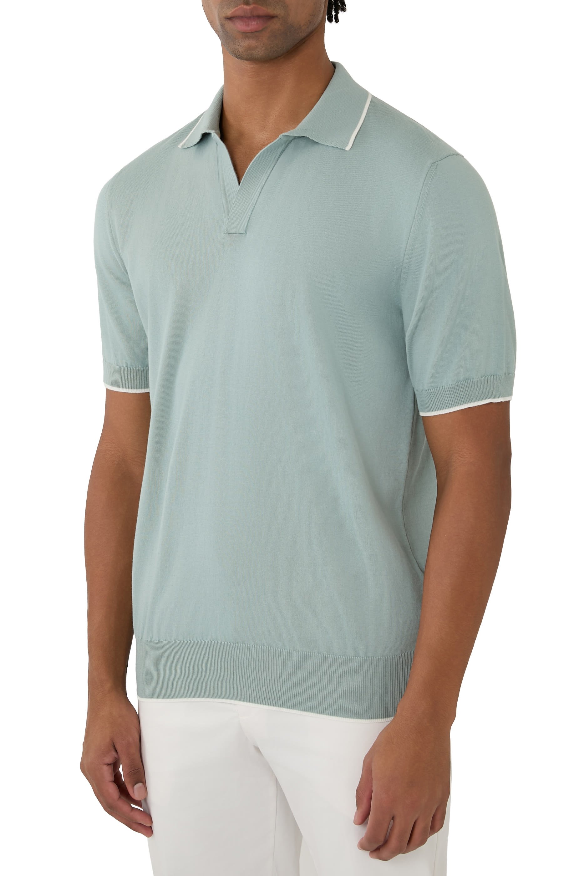 Short-Sleeve Buttonless Polo