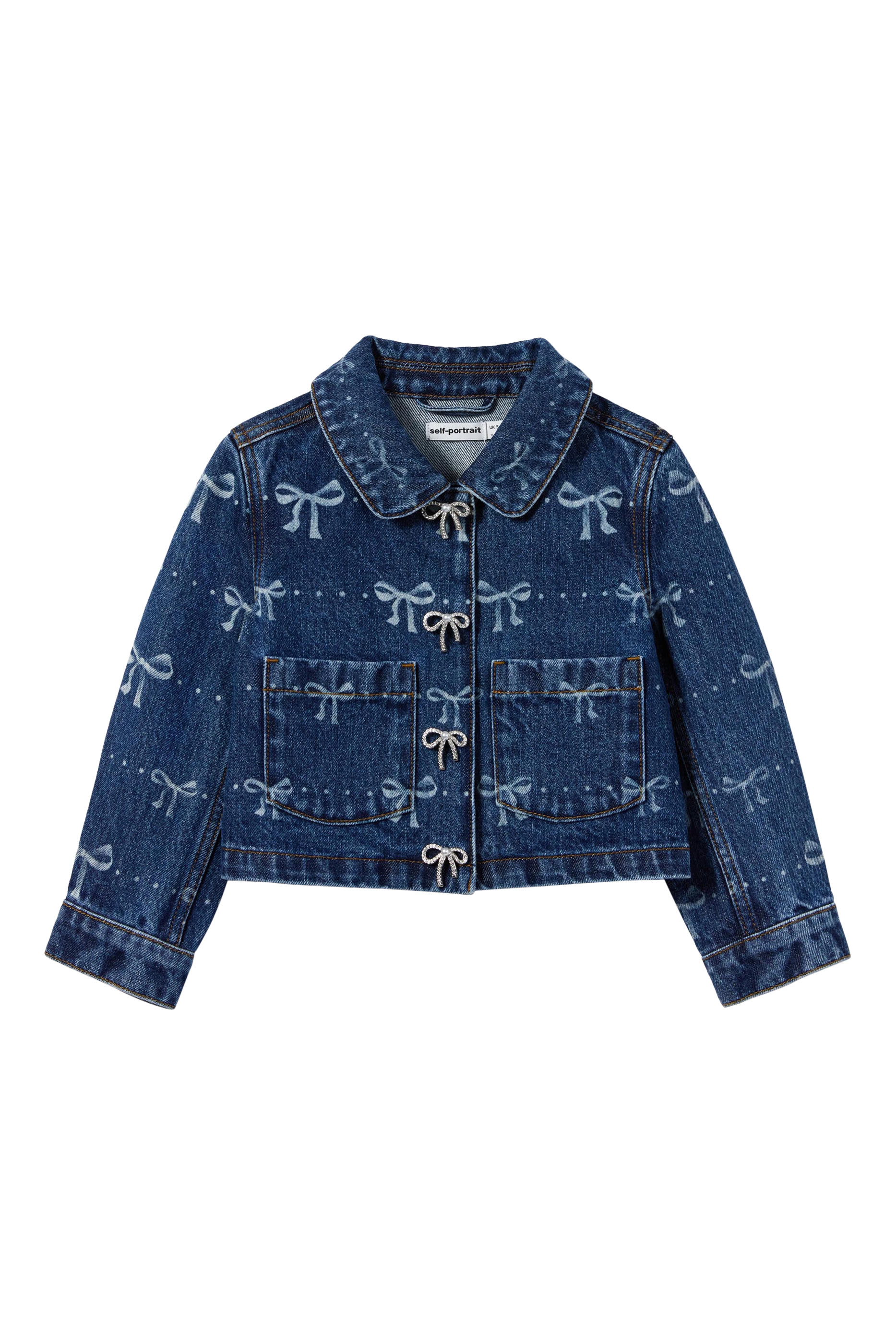 Kids Denim Bow Print Jacket