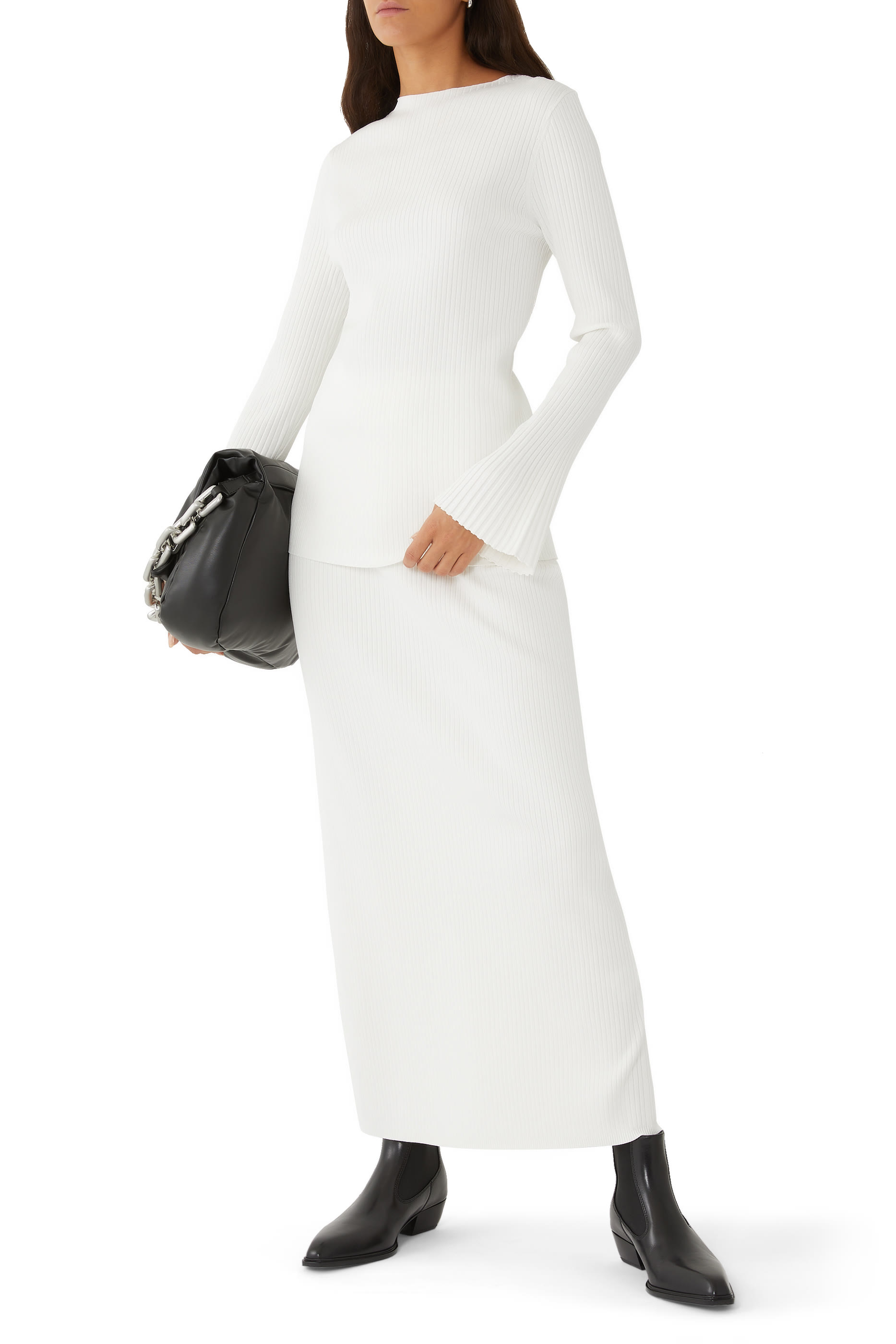 Ribi Knit Maxi Pencil Skirt