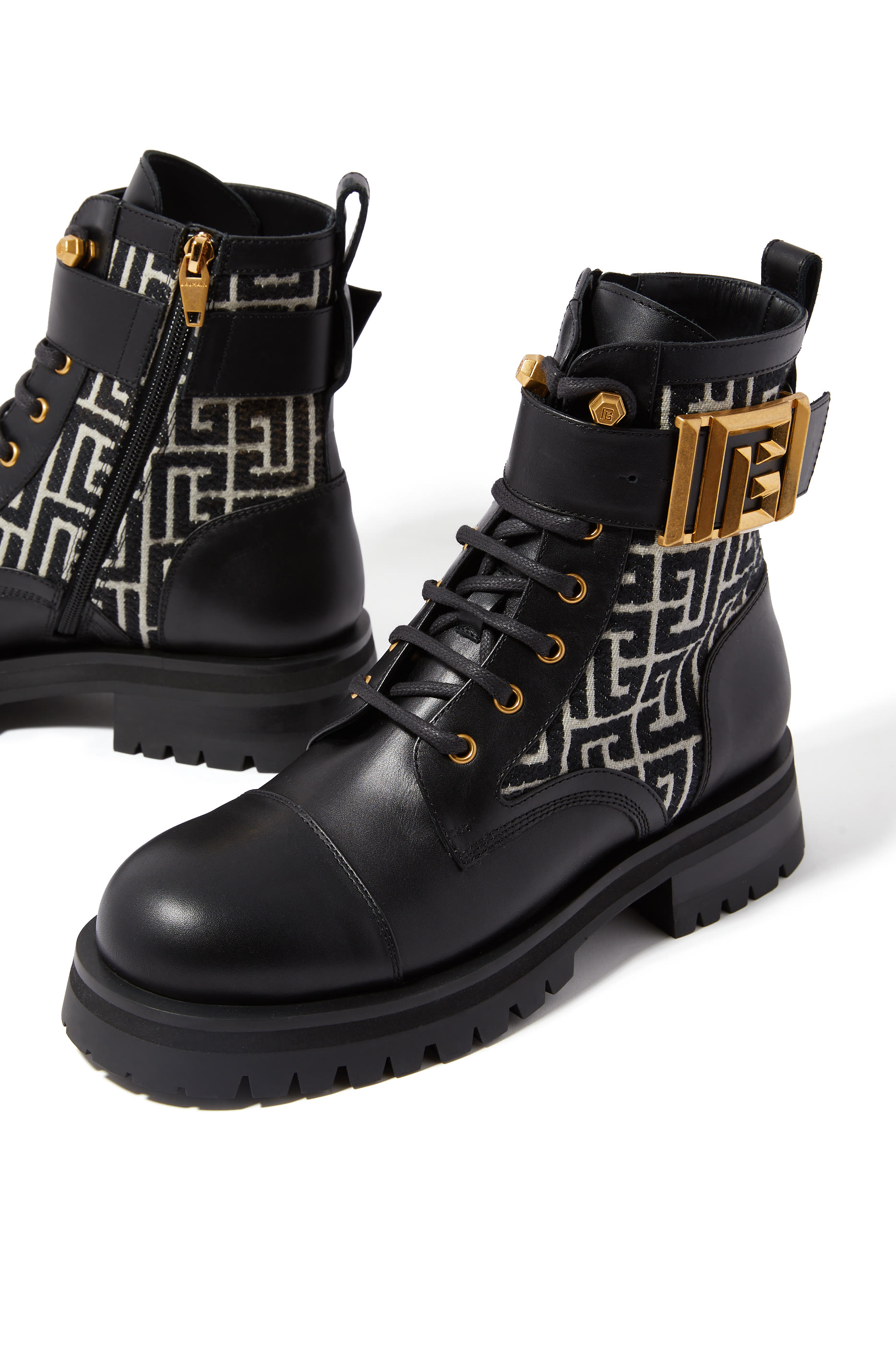 Charlie Monogram Jacquard and Leather Ranger Boots