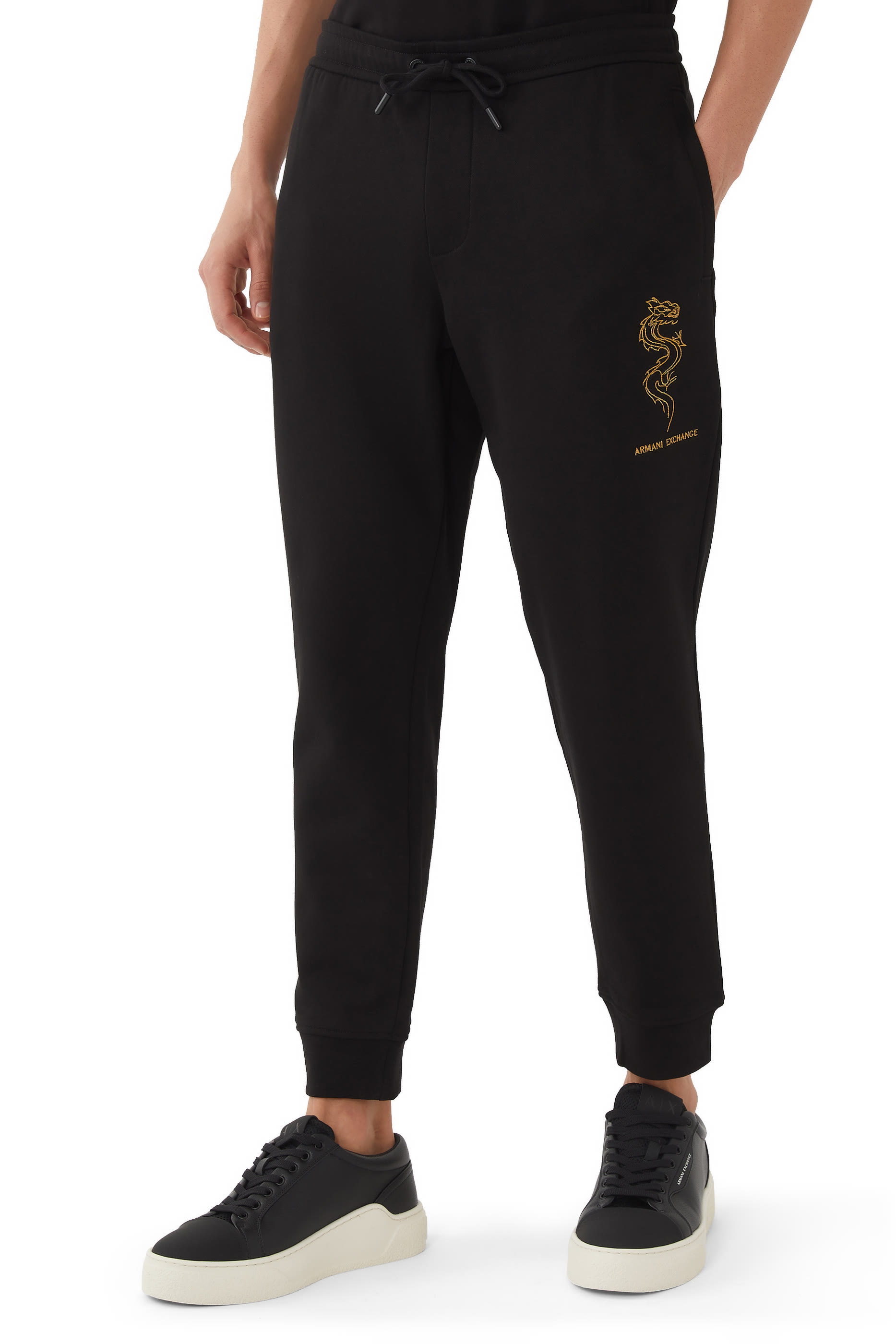Dragon Embroidery Cotton Jersey Sweatpants