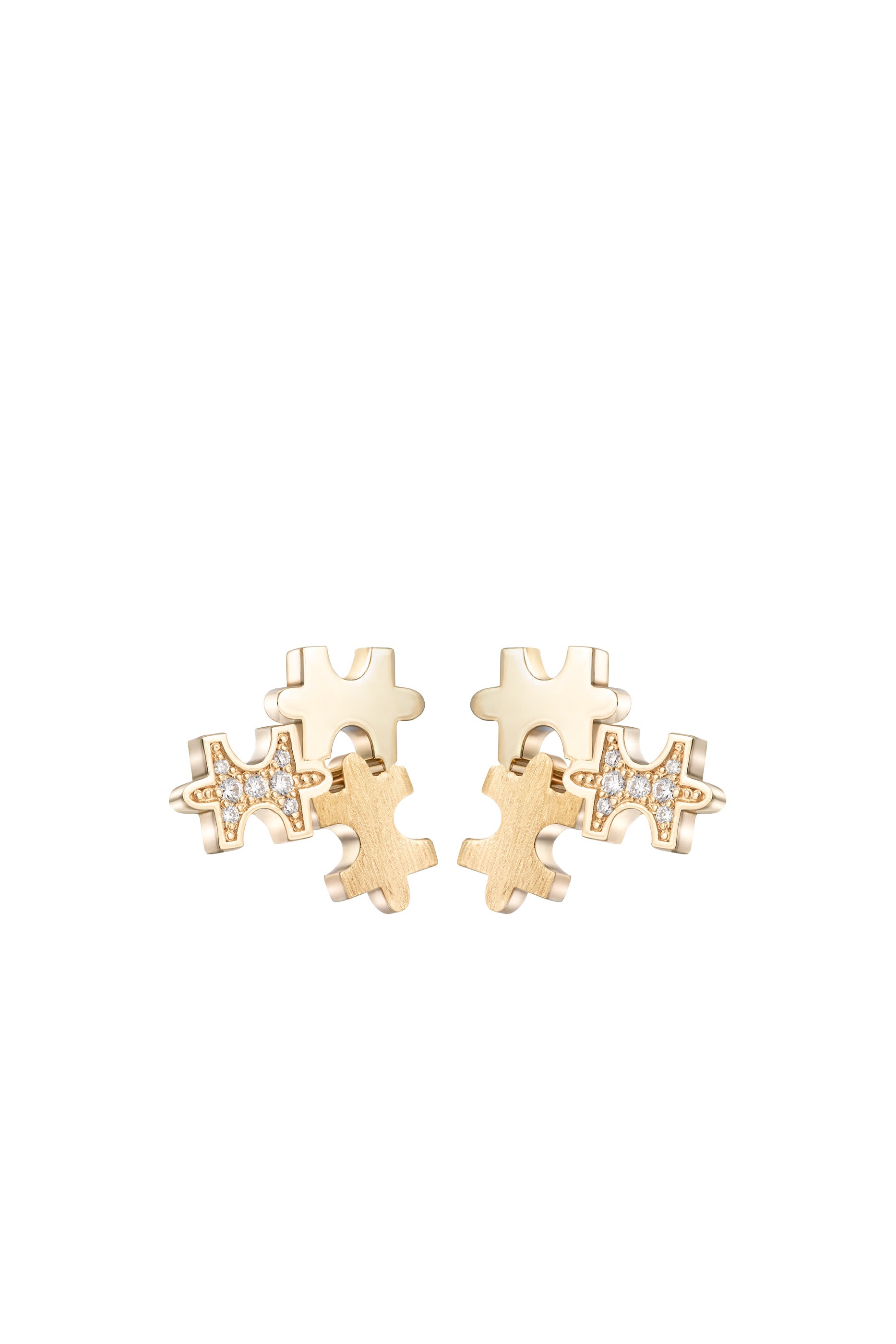 Maqta Multi Pav&eacute; Mini Studs Earrings, 18K Yellow Gold & Diamonds