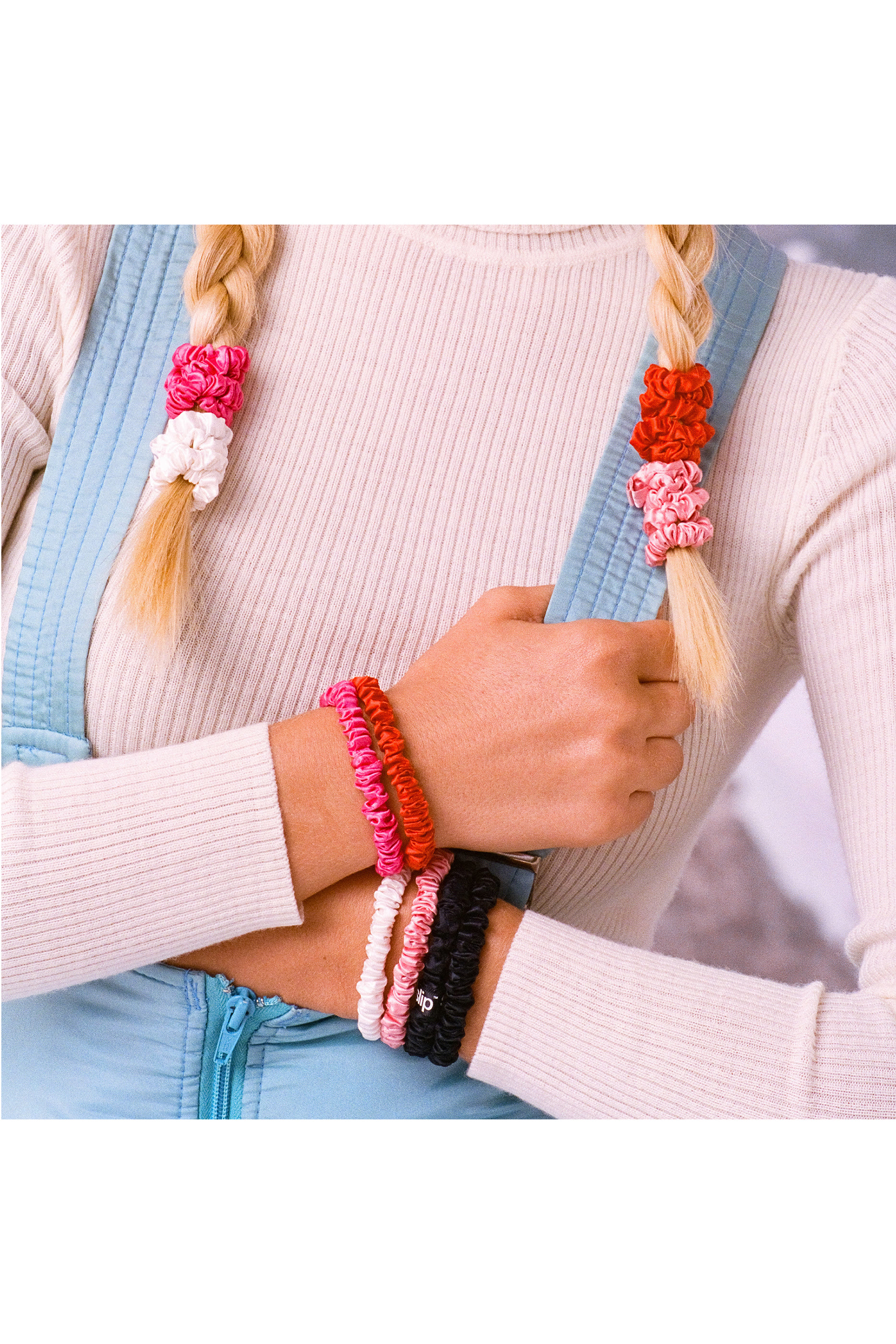 Jean Mixed Silk Scrunchie Bon Bon